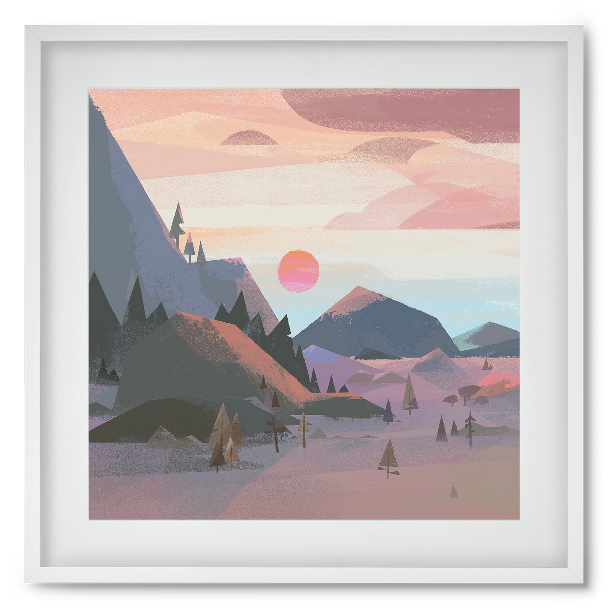 Sunrise, 50x50 cm (40x40 cm), Fehér keret, paszpartuval