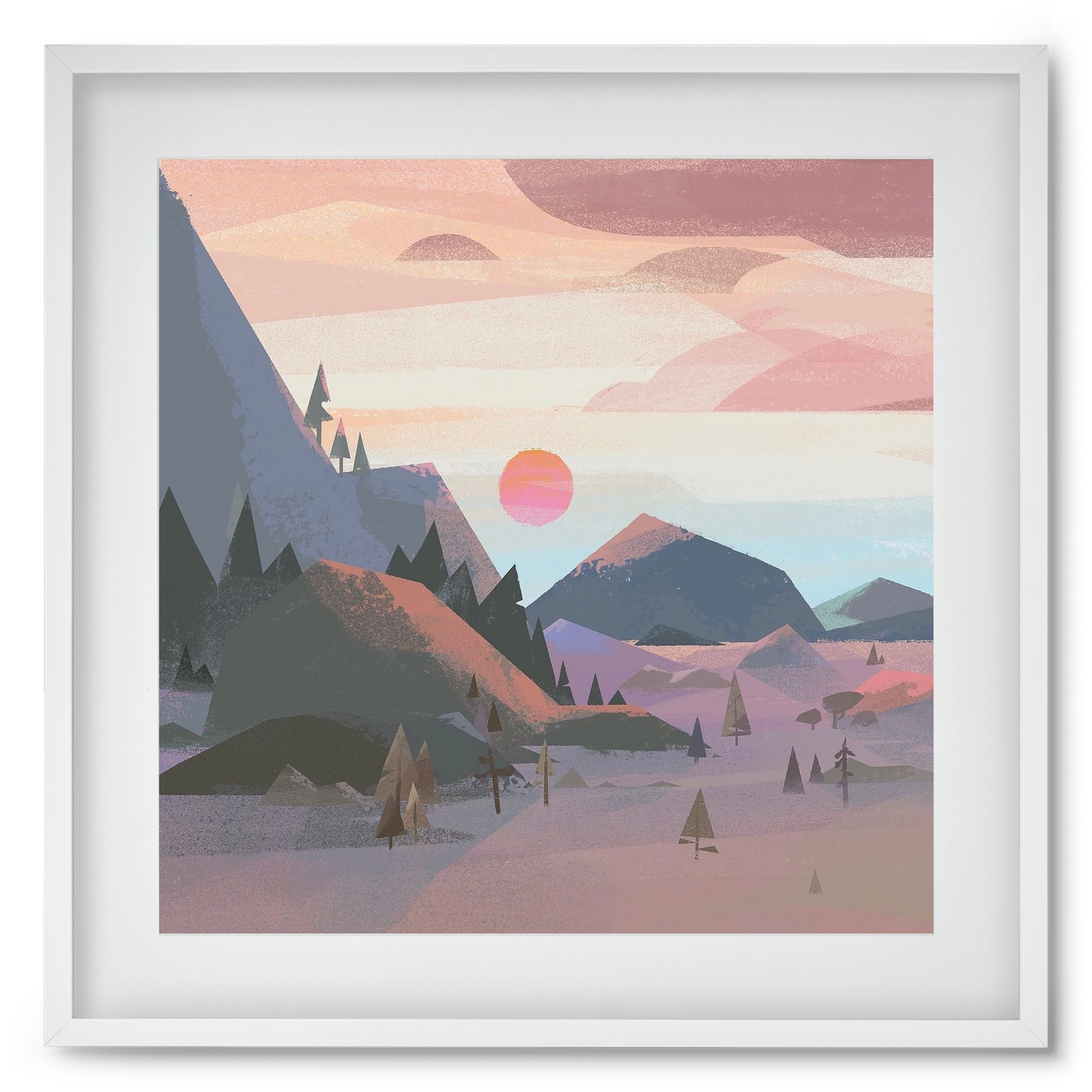 Sunrise, 50x50 cm (40x40 cm), Fehér keret, paszpartuval