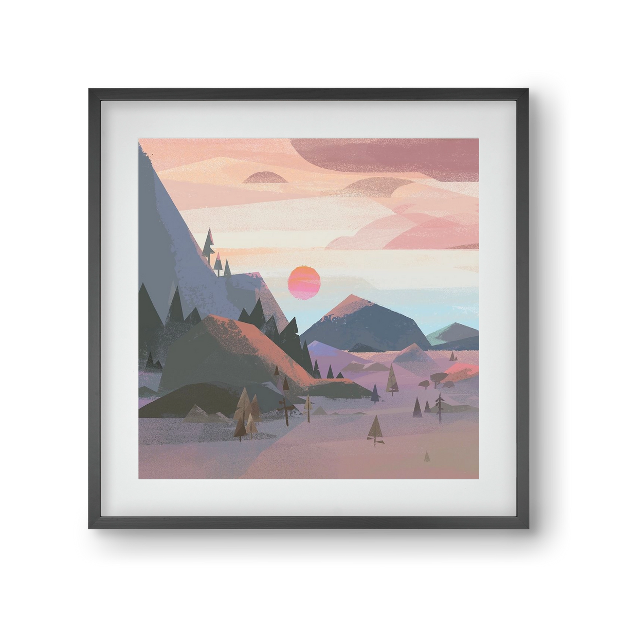 Sunrise, 30x30 cm (20x20 cm), Fekete keret, paszpartuval