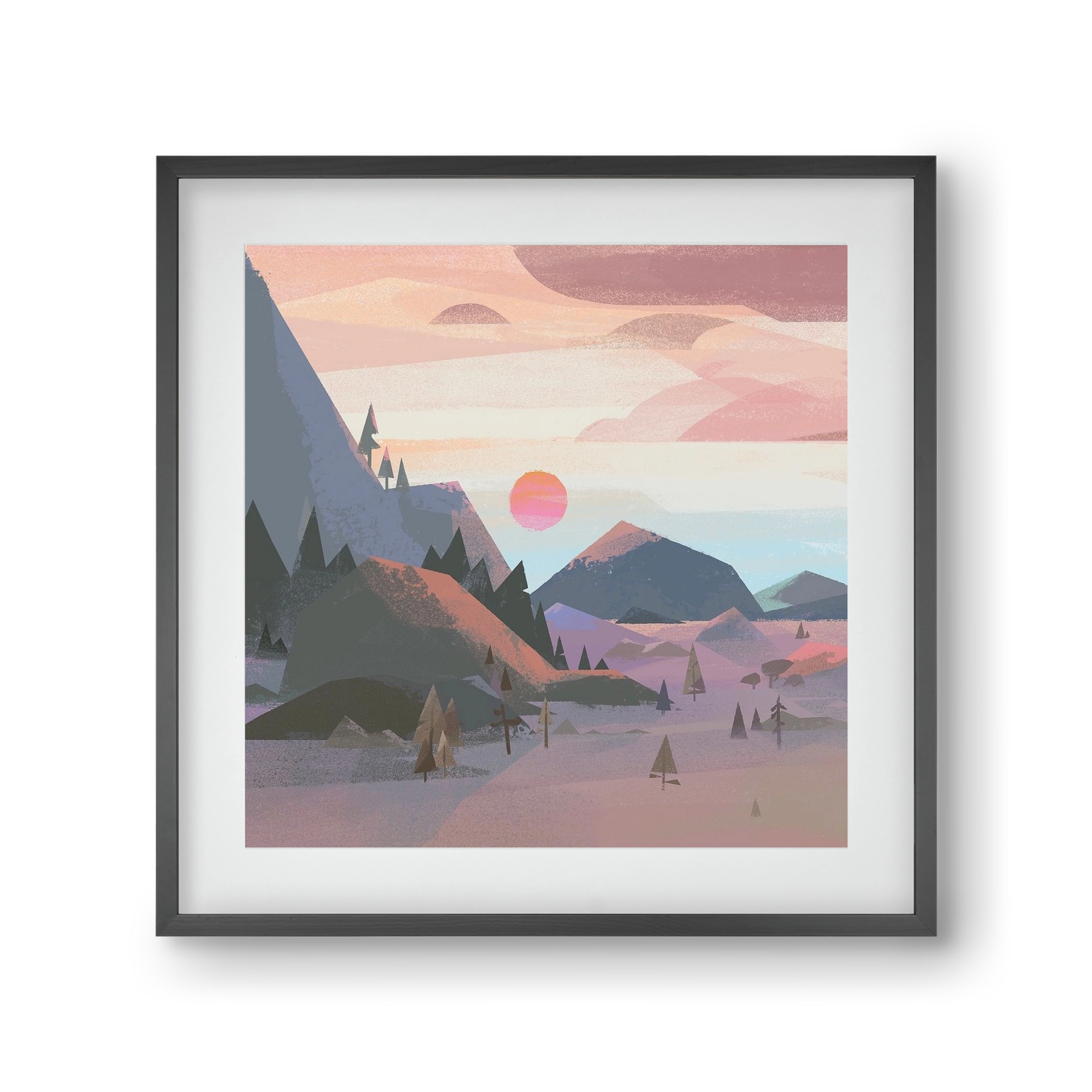 Sunrise, 30x30 cm (20x20 cm), Fekete keret, paszpartuval