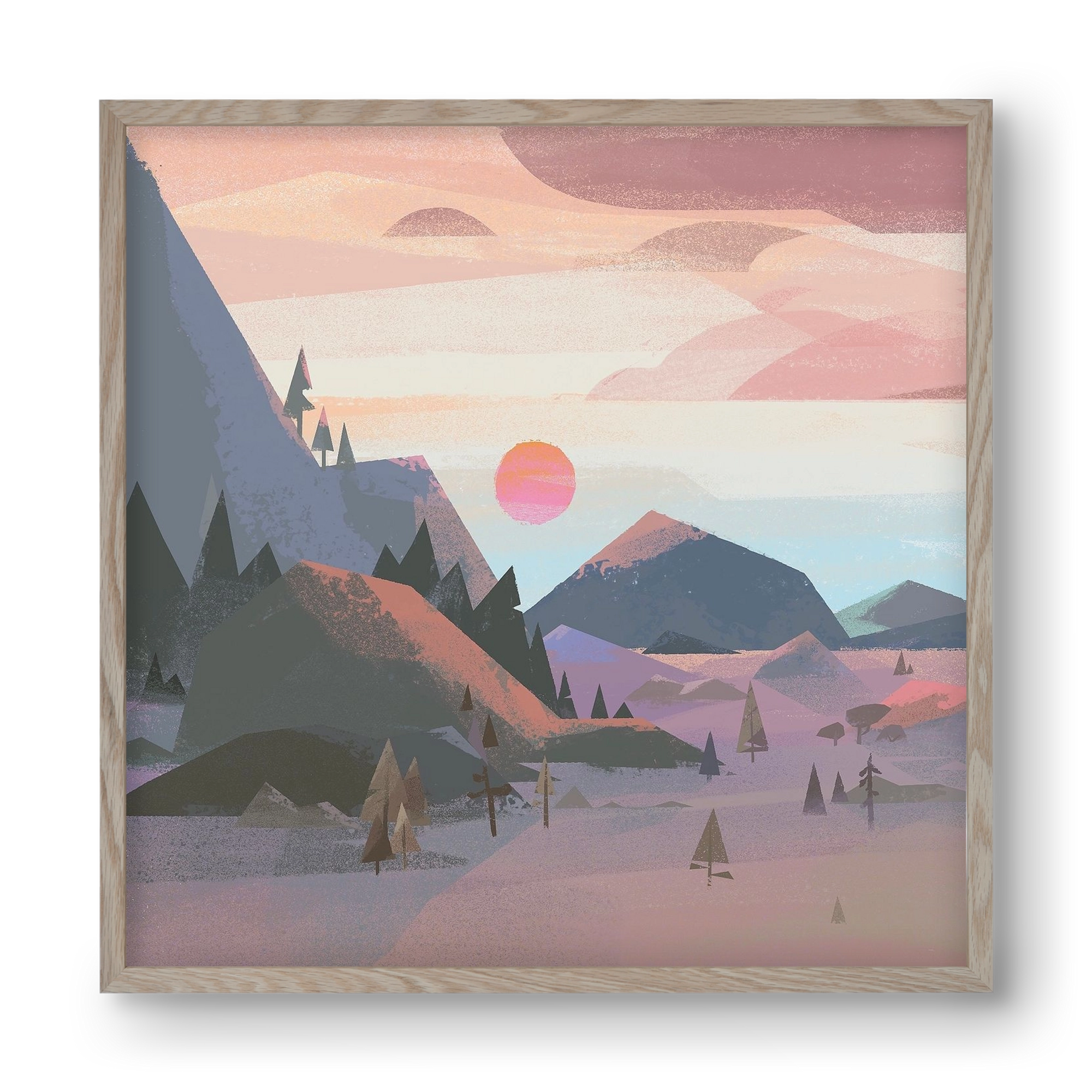 Sunrise, 40x40 cm (40x40 cm), Tölgy keret