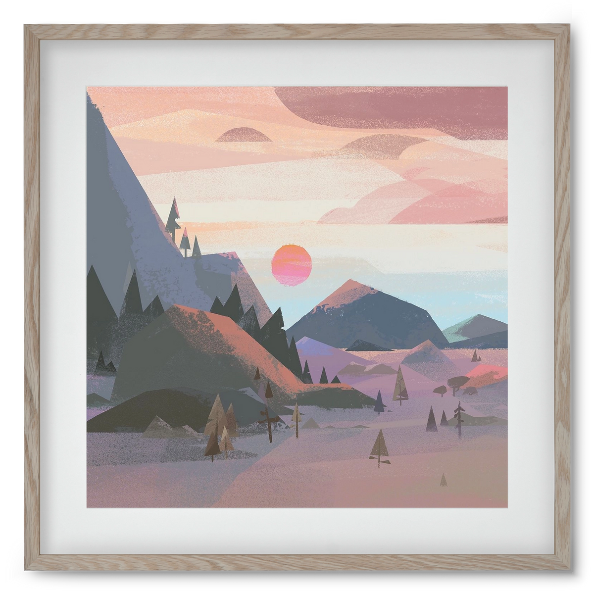 Sunrise, 50x50 cm (40x40 cm), Tölgy keret, paszpartuval