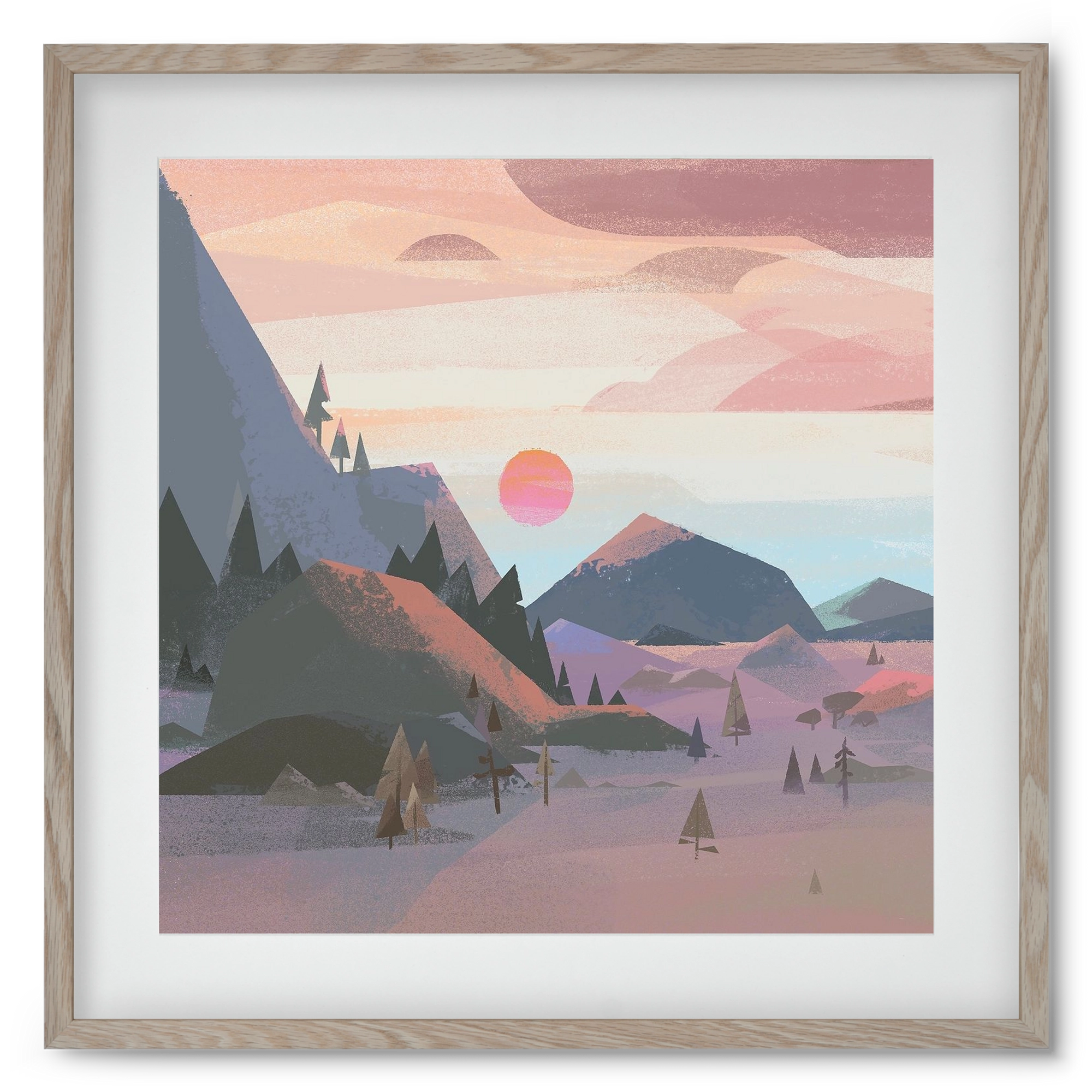 Sunrise, 50x50 cm (40x40 cm), Tölgy keret, paszpartuval