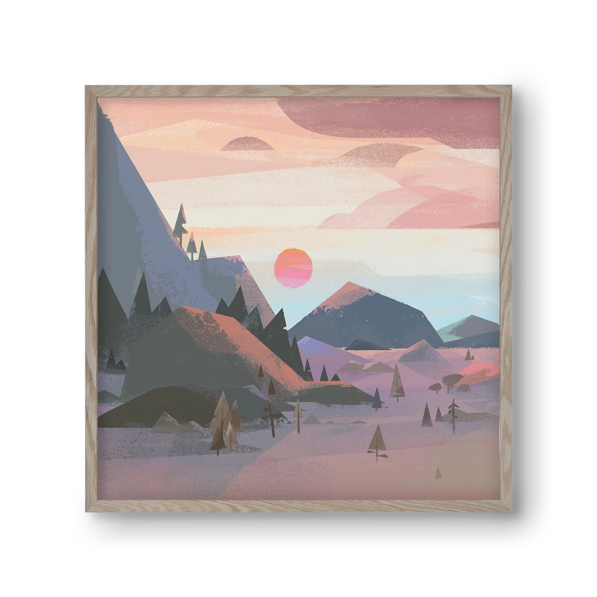 Sunrise, 30x30 cm (30x30 cm), Tölgy keret