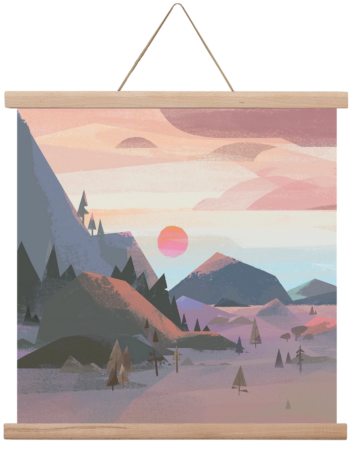 Sunrise, 40x40 cm (40x40 cm), Tölgy akasztó