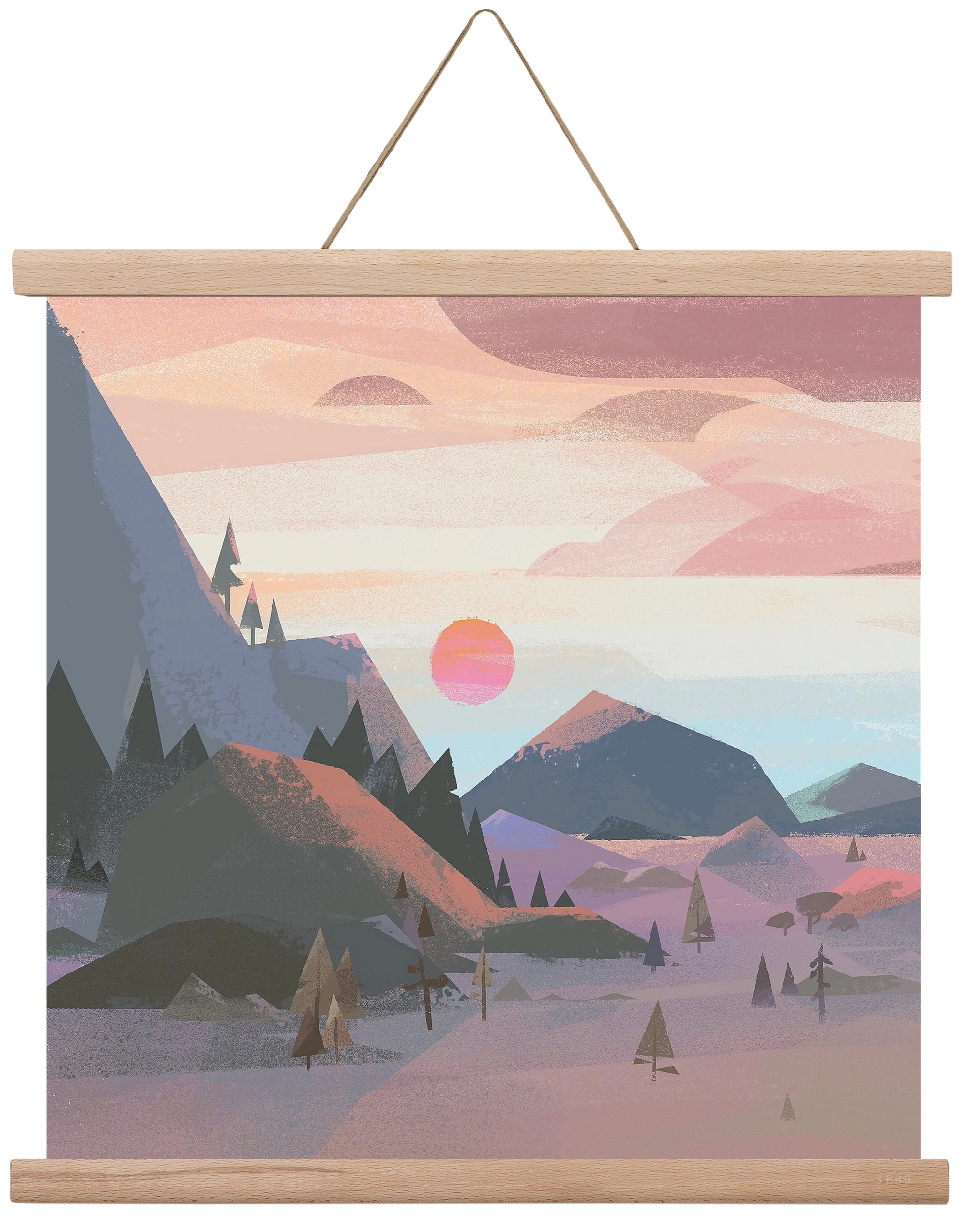 Sunrise, 40x40 cm (40x40 cm), Tölgy akasztó