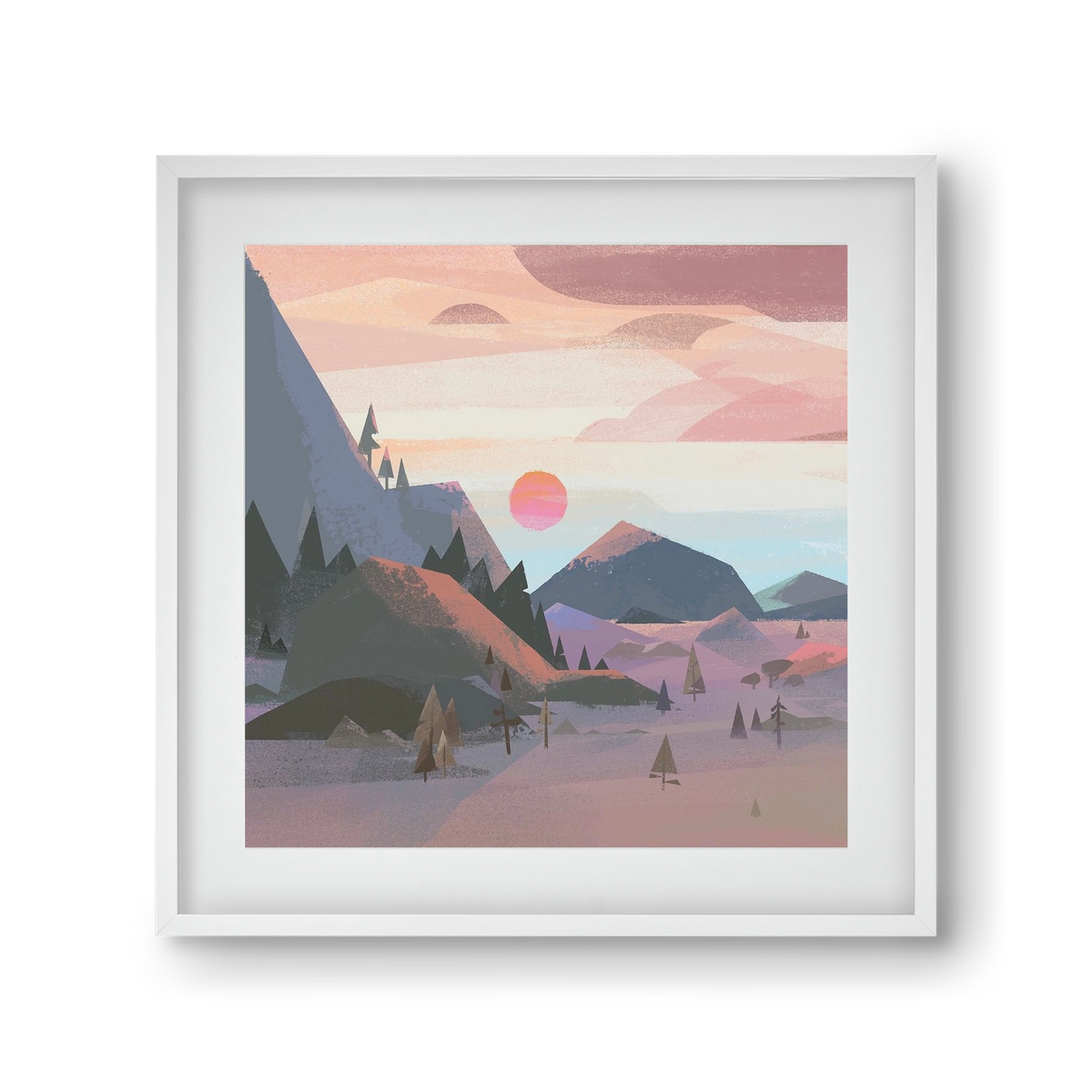 Sunrise, 30x30 cm (20x20 cm), Fehér keret, paszpartuval