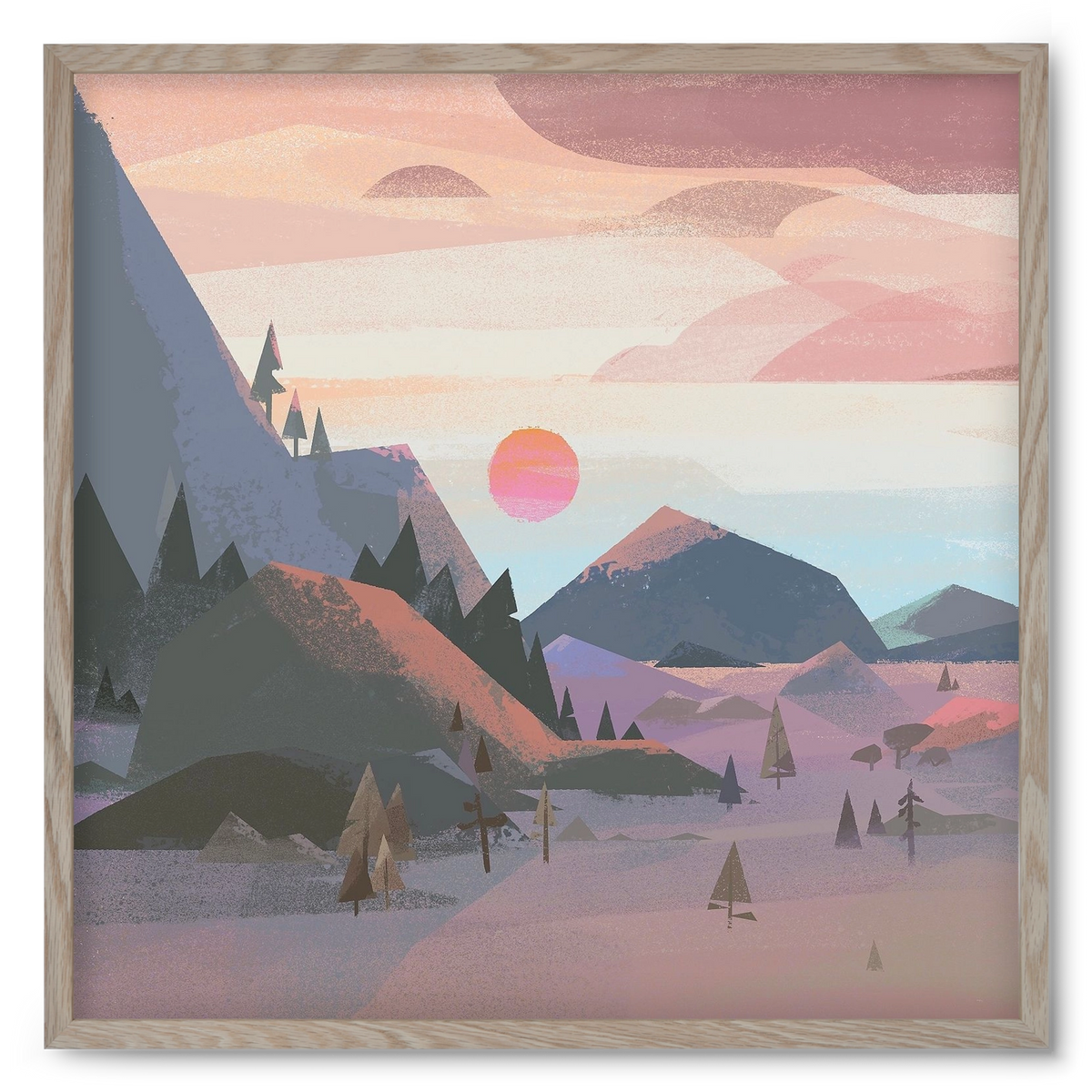 Sunrise, 50x50 cm (50x50 cm), Tölgy keret