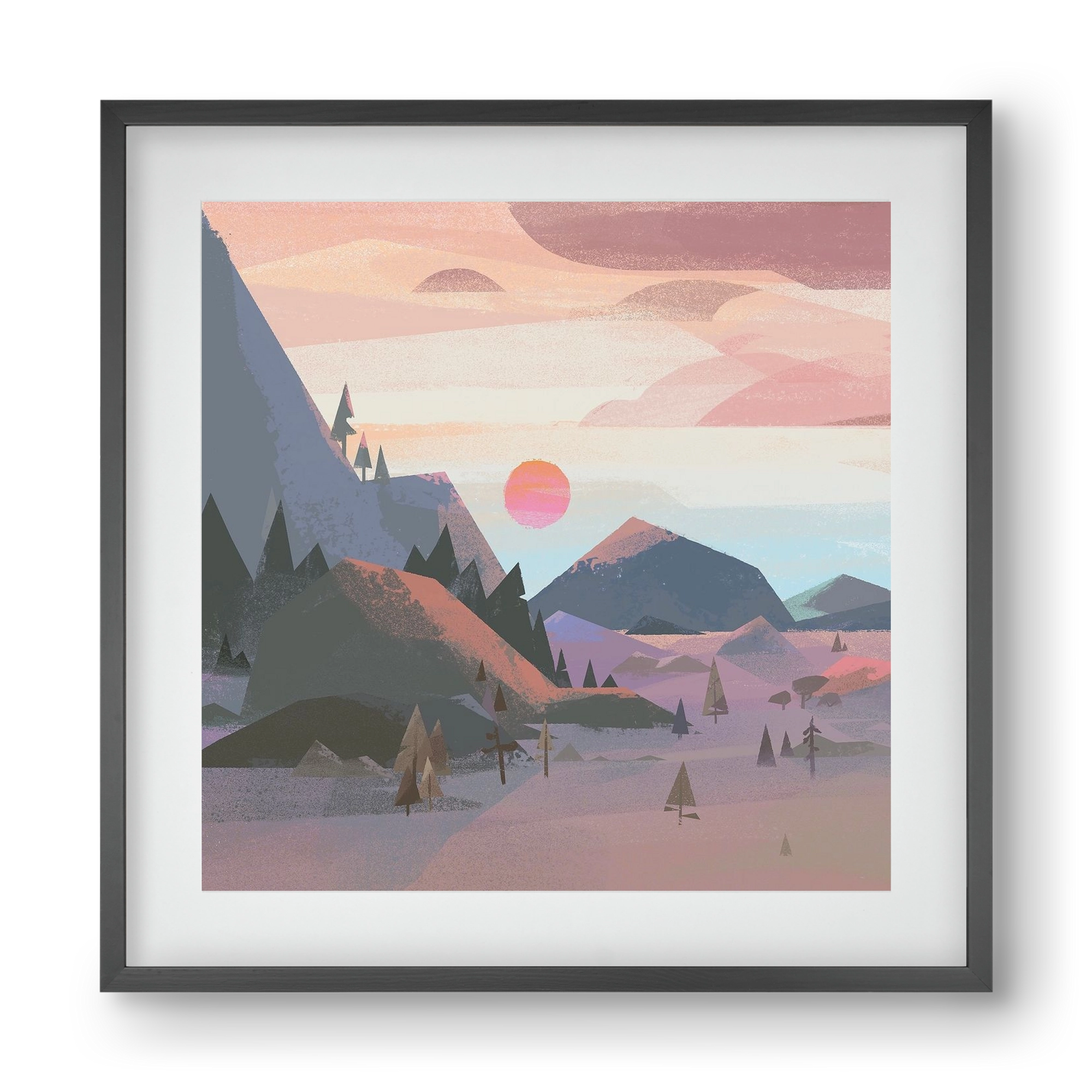 Sunrise, 40x40 cm (30x30 cm), Fekete keret, paszpartuval