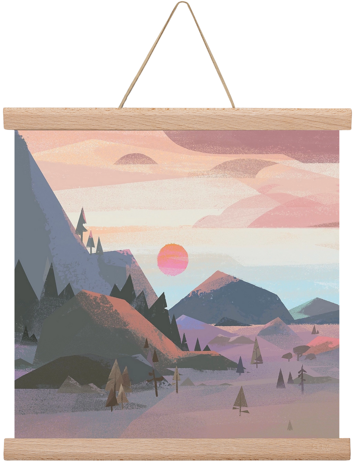 Sunrise, 30x30 cm (30x30 cm), Tölgy akasztó