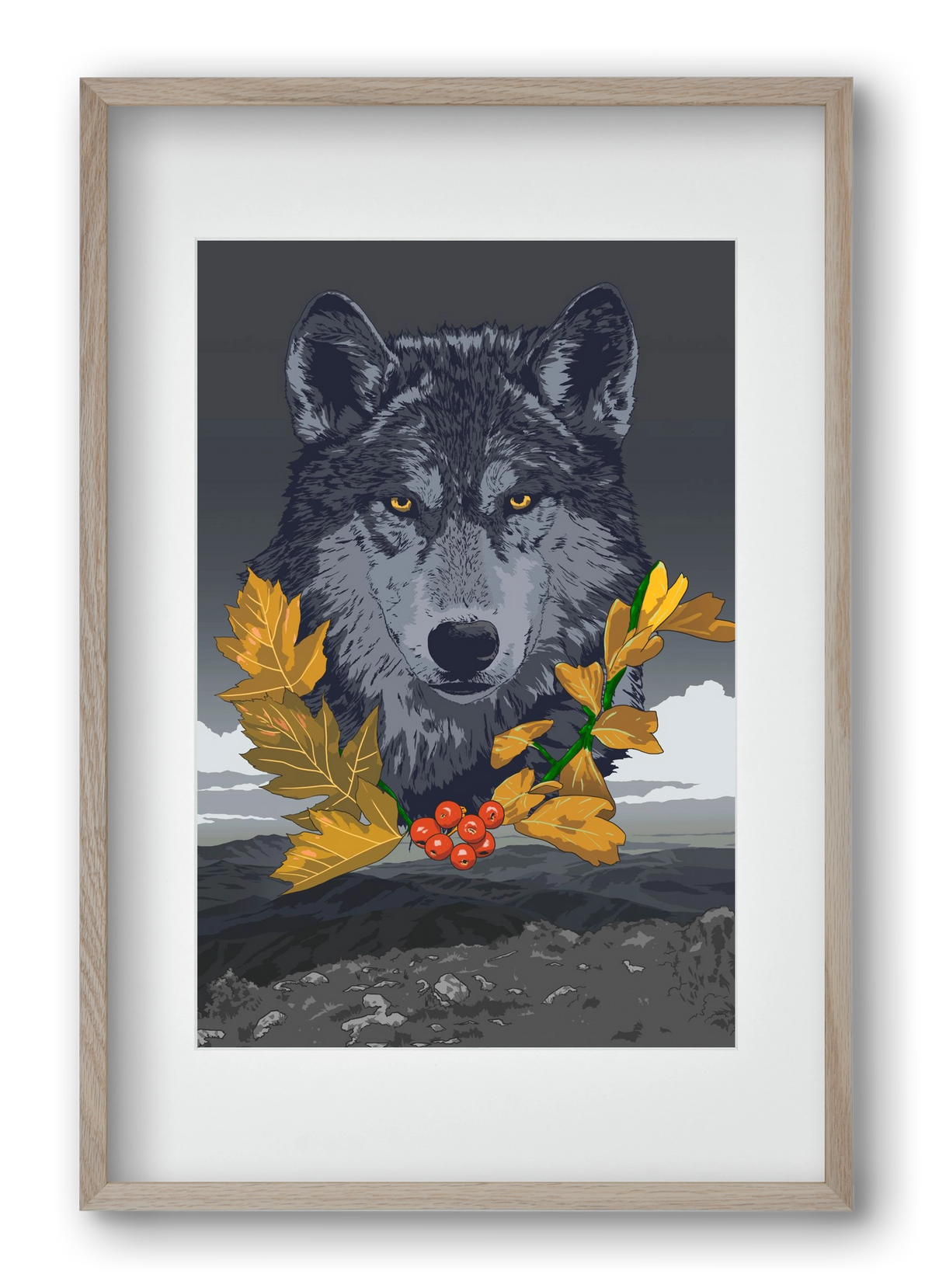 lupus, 40x60 cm (30x45 cm), Tölgy keret, paszpartuval