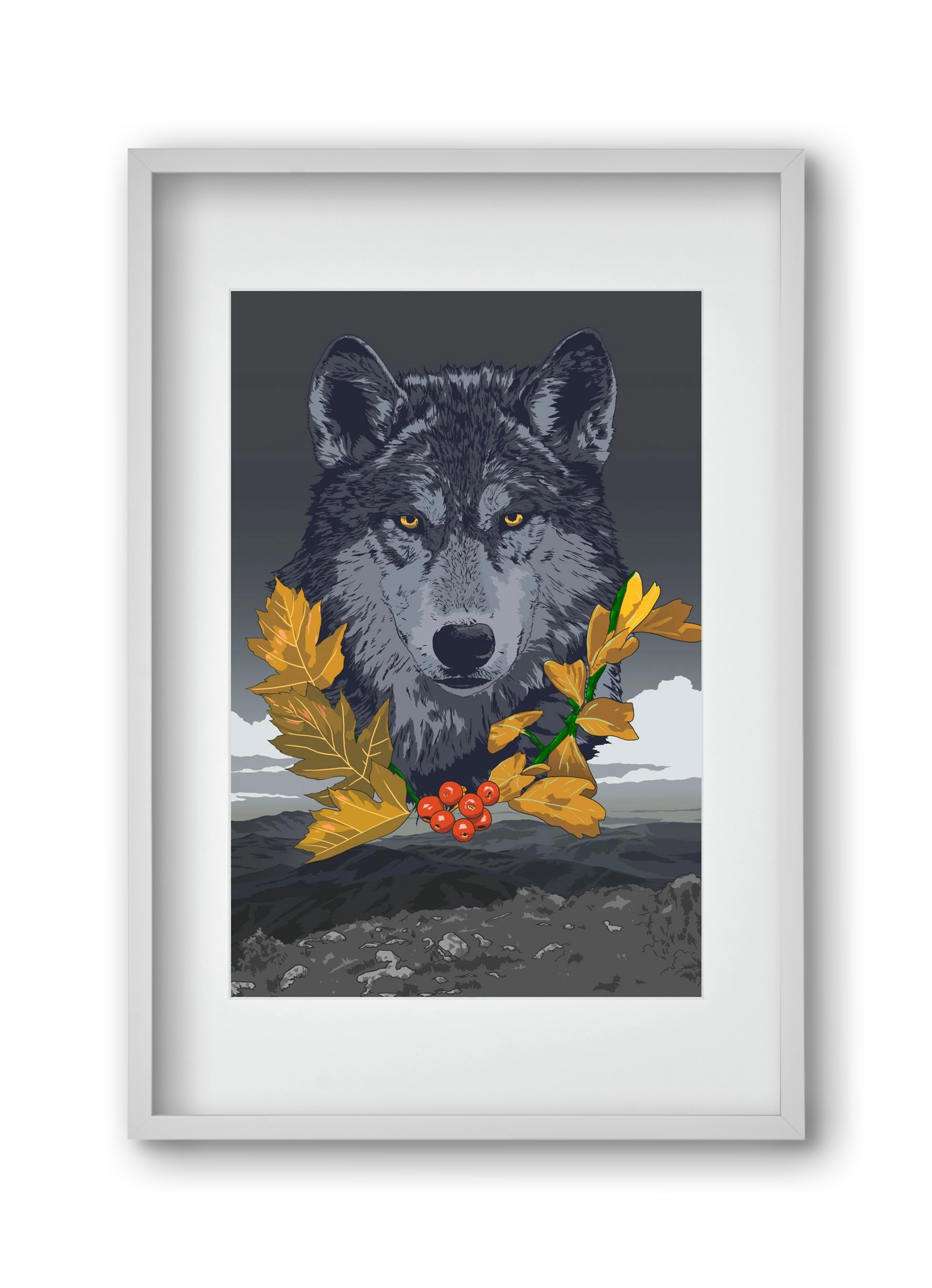 lupus, 30x45 cm (20x30 cm), Fehér keret, paszpartuval