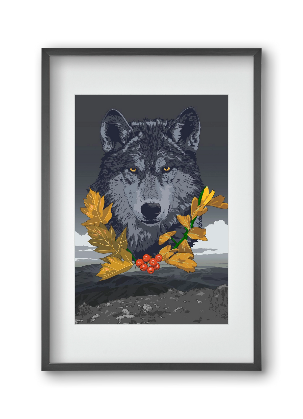 lupus, 30x45 cm (20x30 cm), Fekete keret, paszpartuval