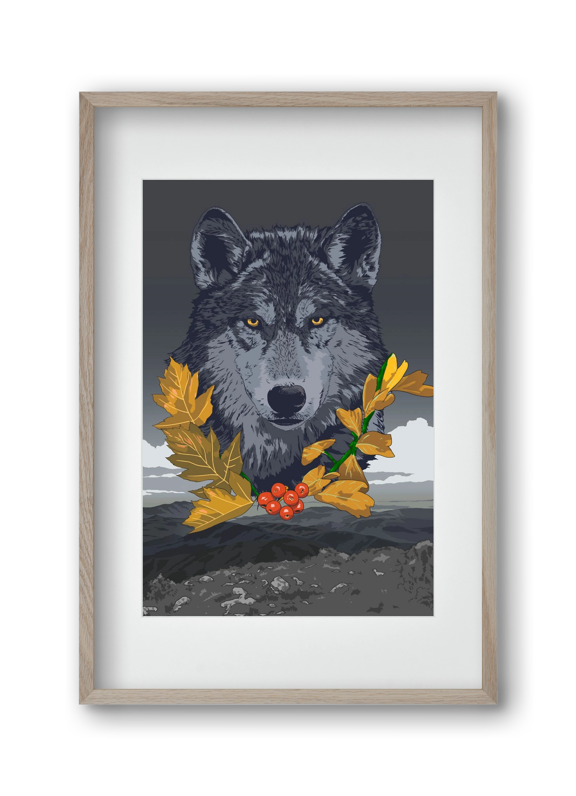 lupus, 30x45 cm (20x30 cm), Tölgy keret, paszpartuval