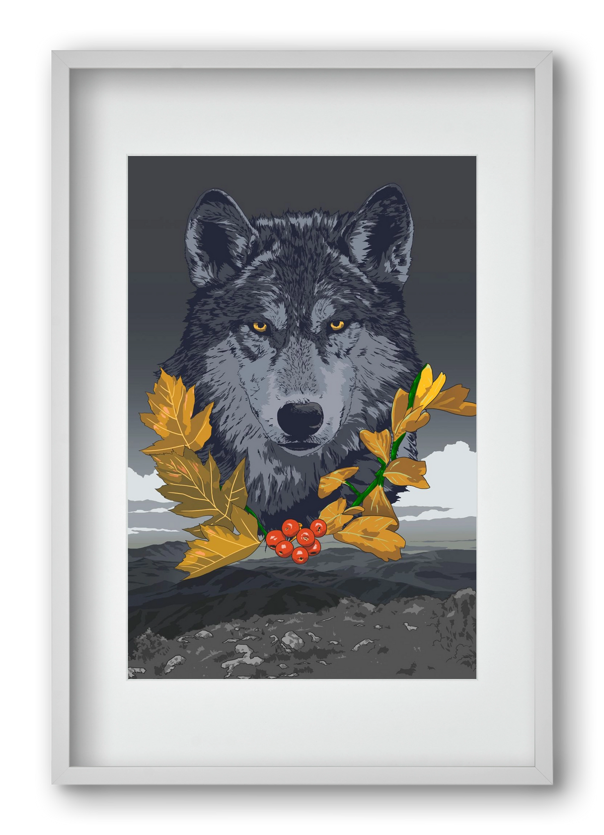 lupus, 40x60 cm (30x45 cm), Fehér keret, paszpartuval