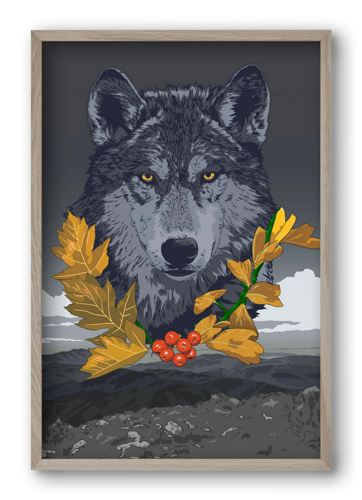 lupus, 40x60 cm (40x60 cm), Tölgy keret