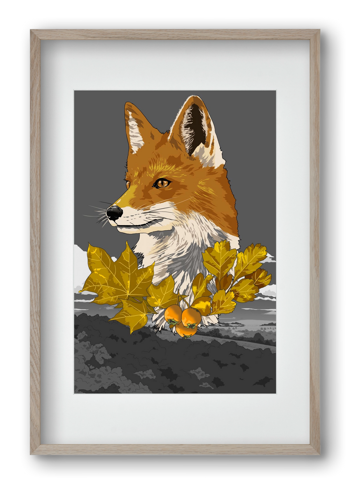 vulpes, 40x60 cm (30x45 cm), Tölgy keret, paszpartuval
