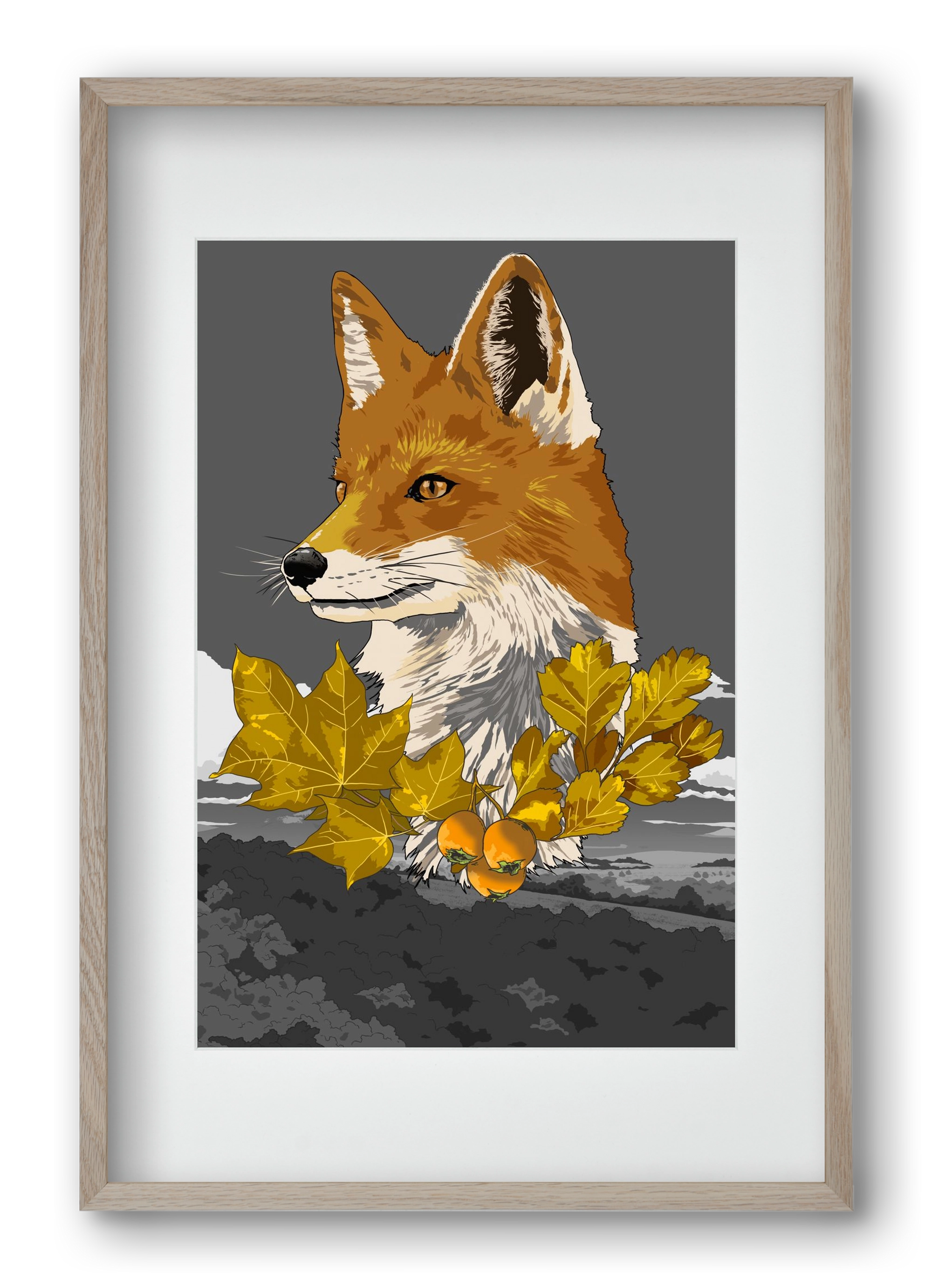 vulpes, 40x60 cm (30x45 cm), Tölgy keret, paszpartuval