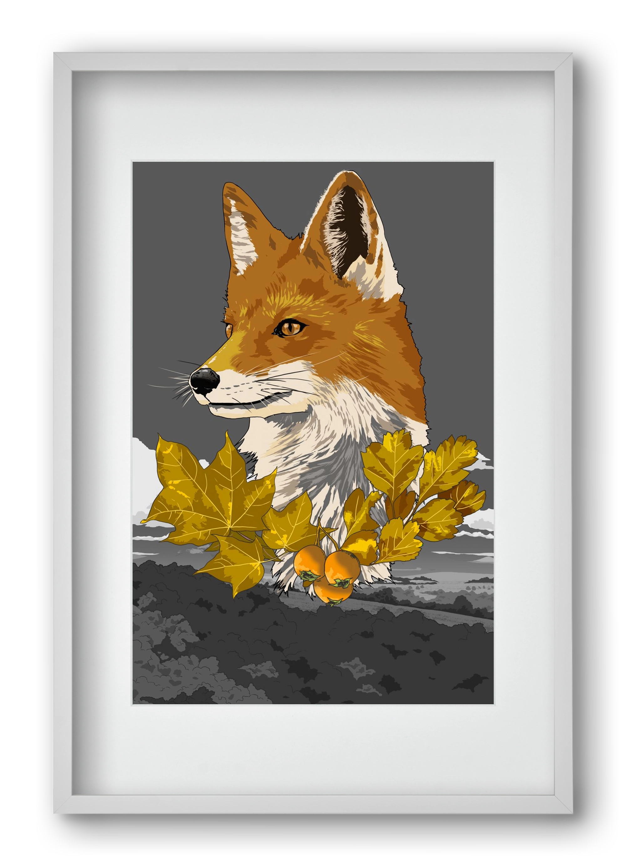 vulpes, 40x60 cm (30x45 cm), Fehér keret, paszpartuval