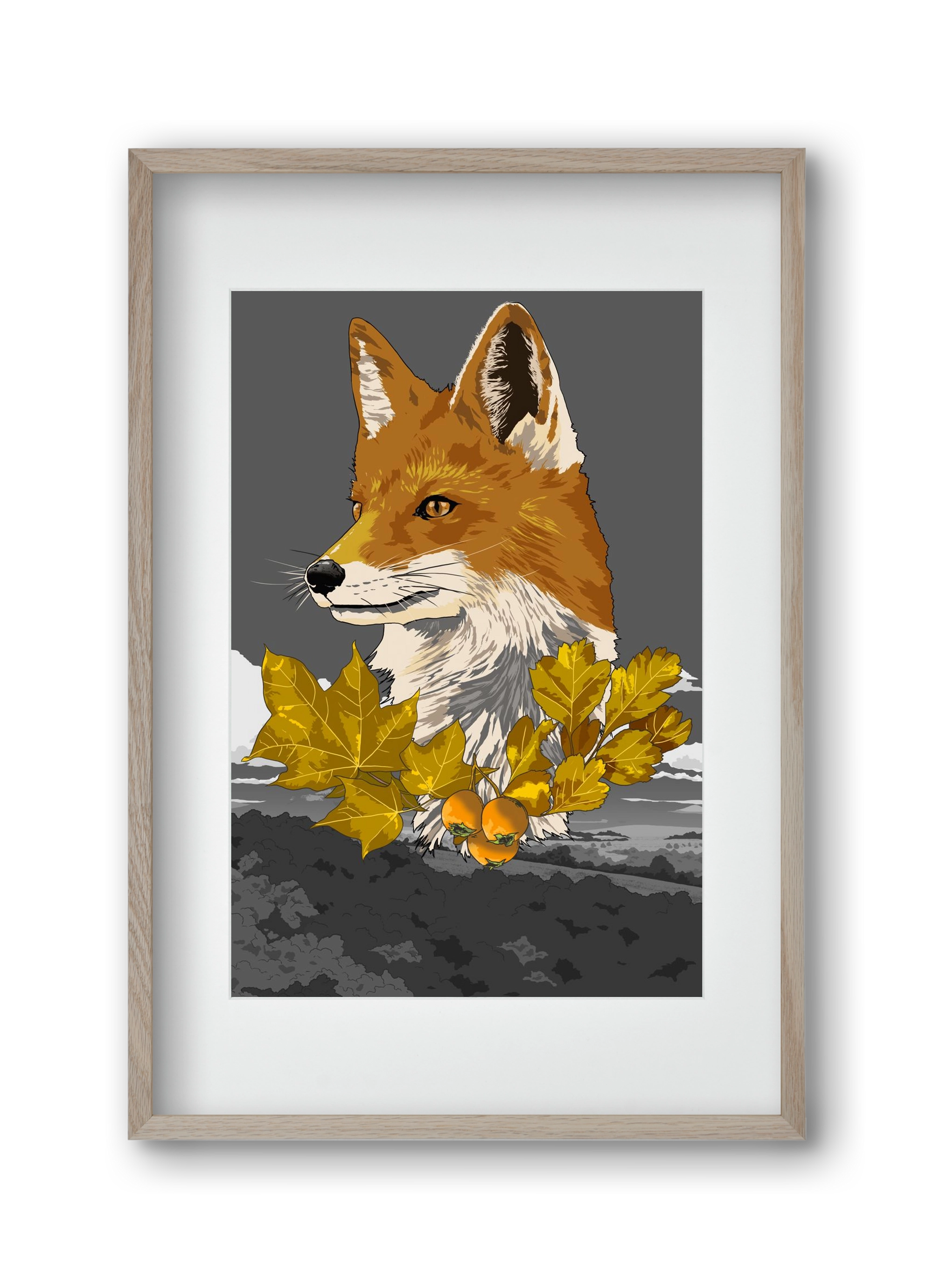 vulpes, 30x45 cm (20x30 cm), Tölgy keret, paszpartuval