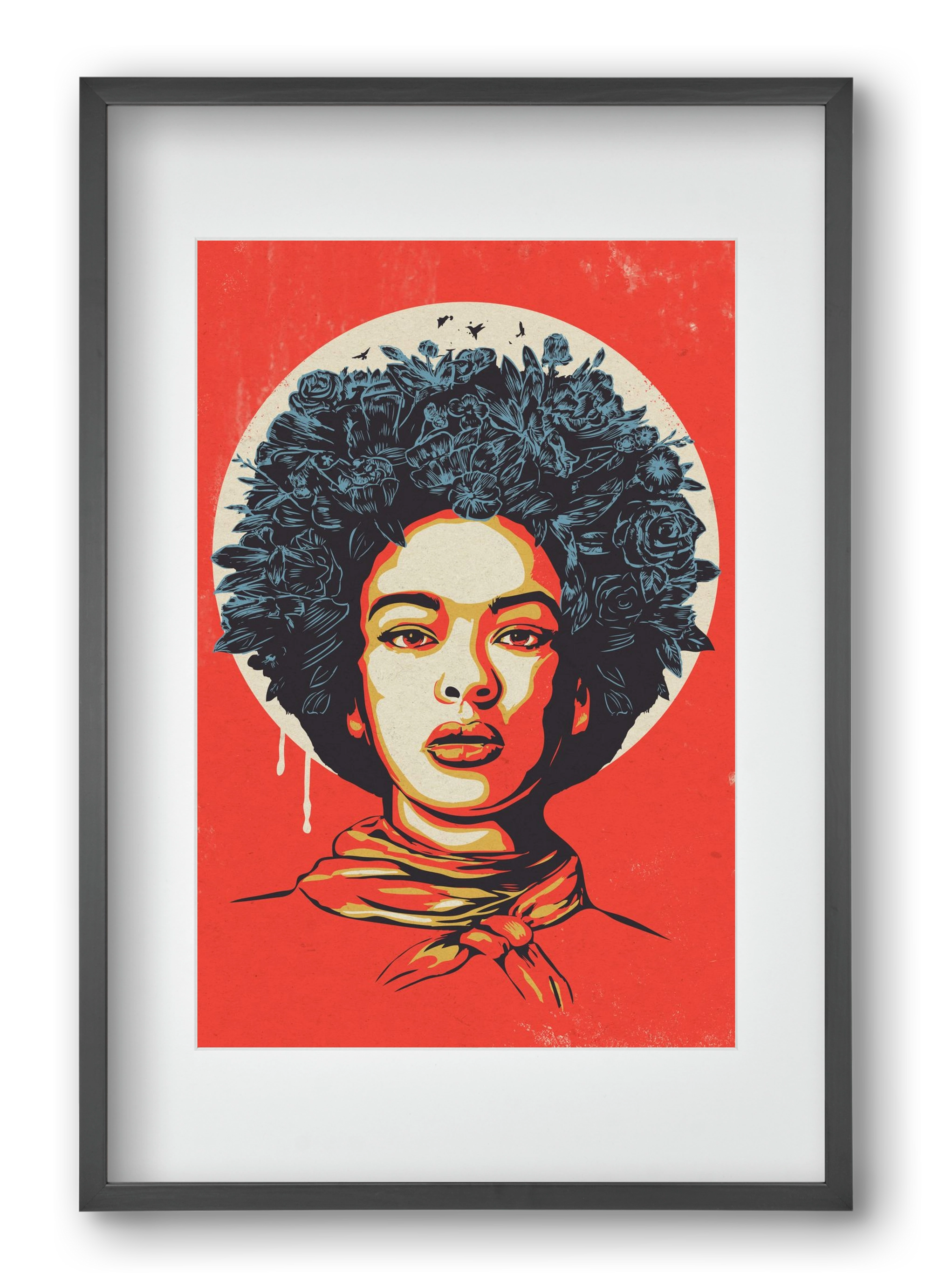 Flower Power, 40x60 cm (30x45 cm), Fekete keret, paszpartuval
