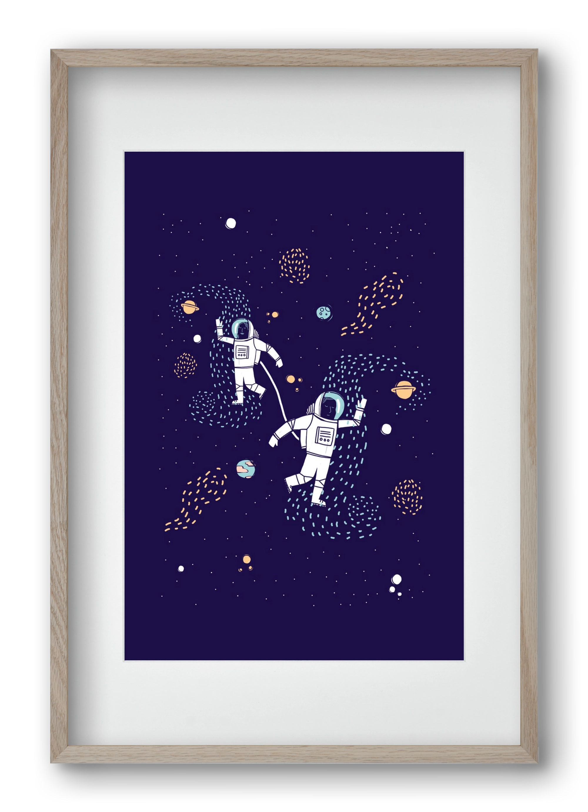 Space love, 40x60 cm (30x45 cm), Tölgy keret, paszpartuval