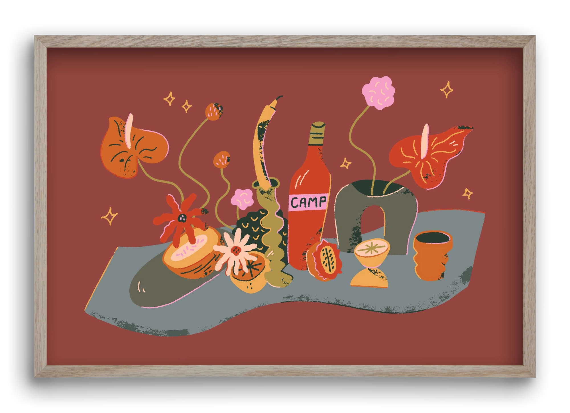 Stillife, 60x40 cm (60x40 cm), Tölgy keret