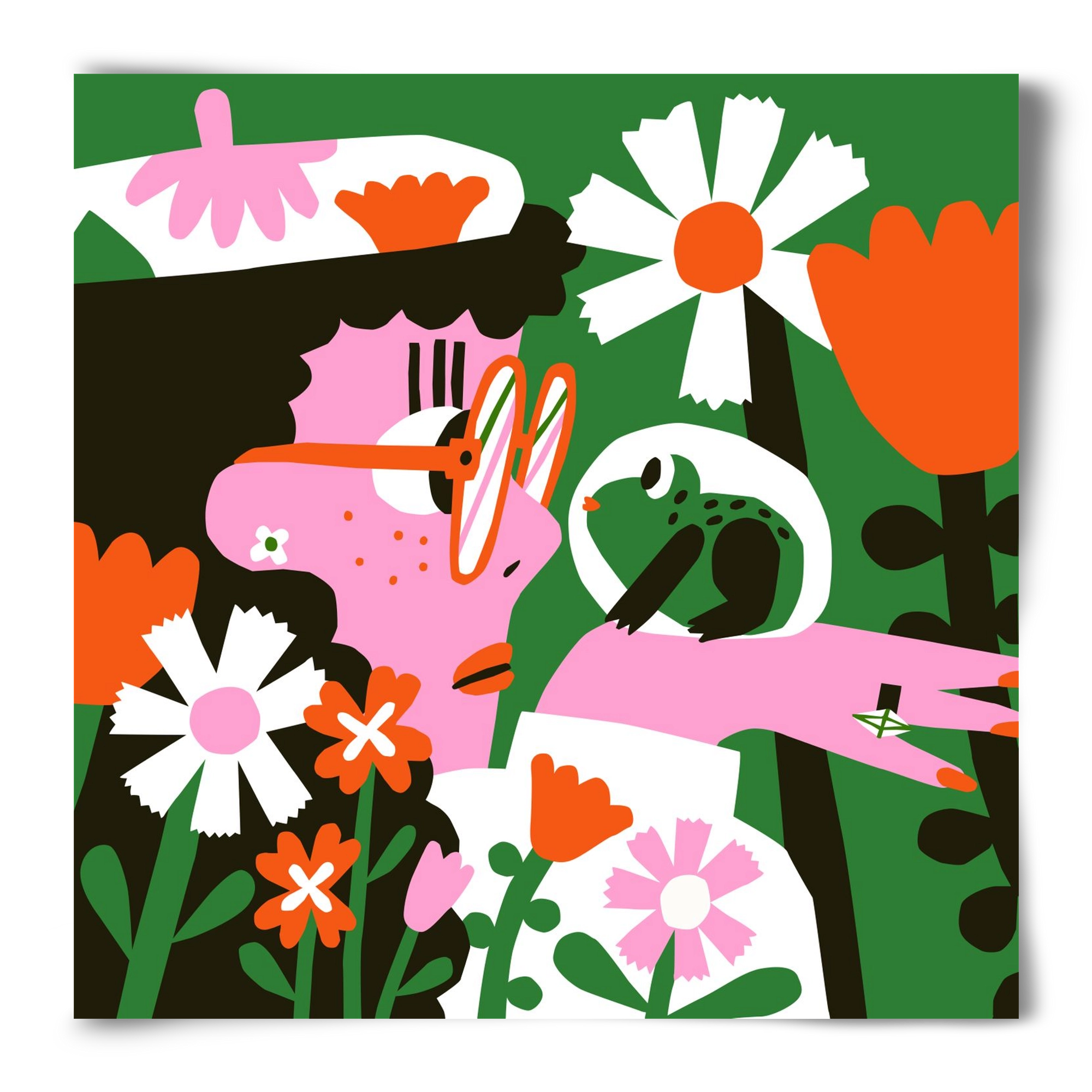 Frog in the garden, 50x50 cm, Keret nélkül