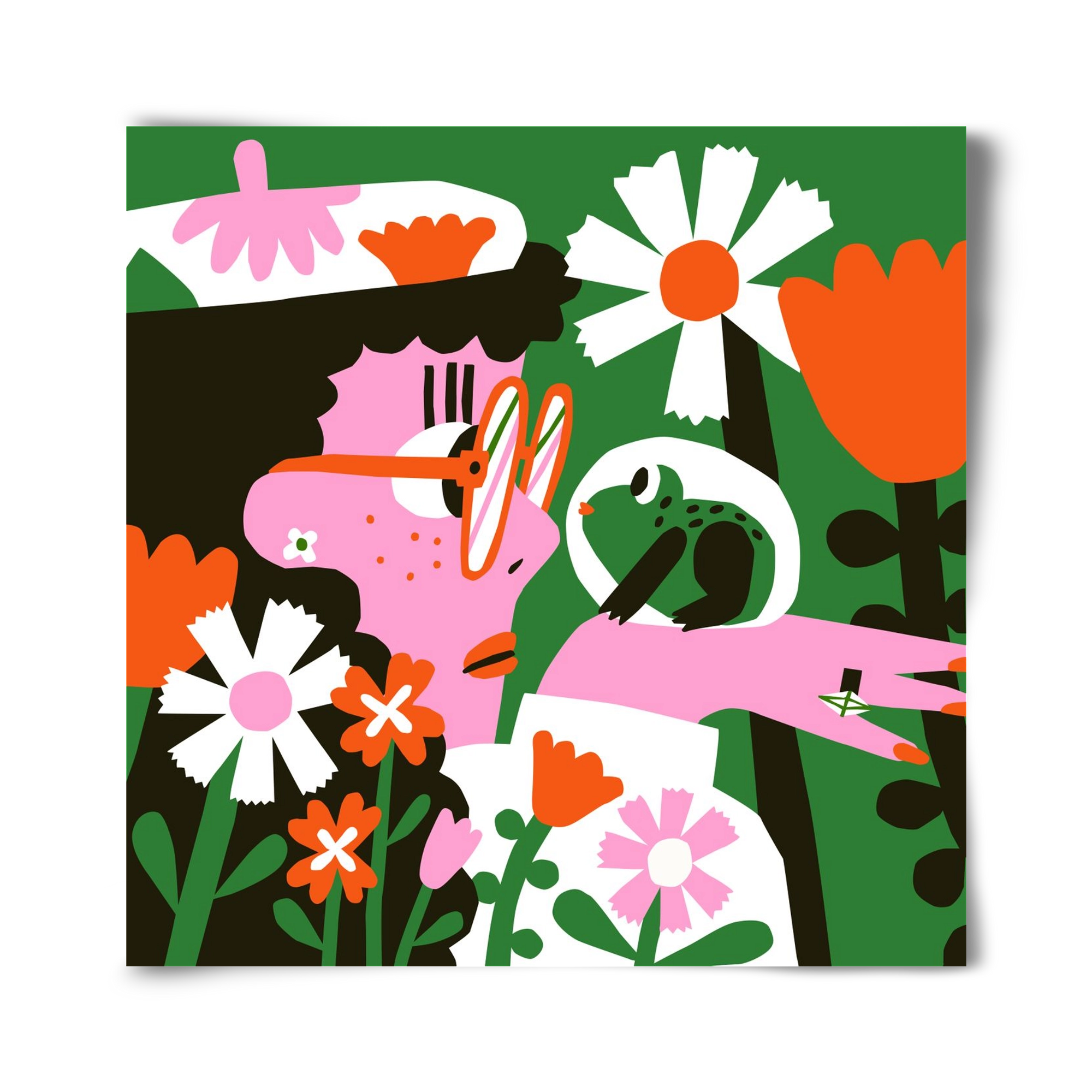 Frog in the garden, 40x40 cm, Keret nélkül