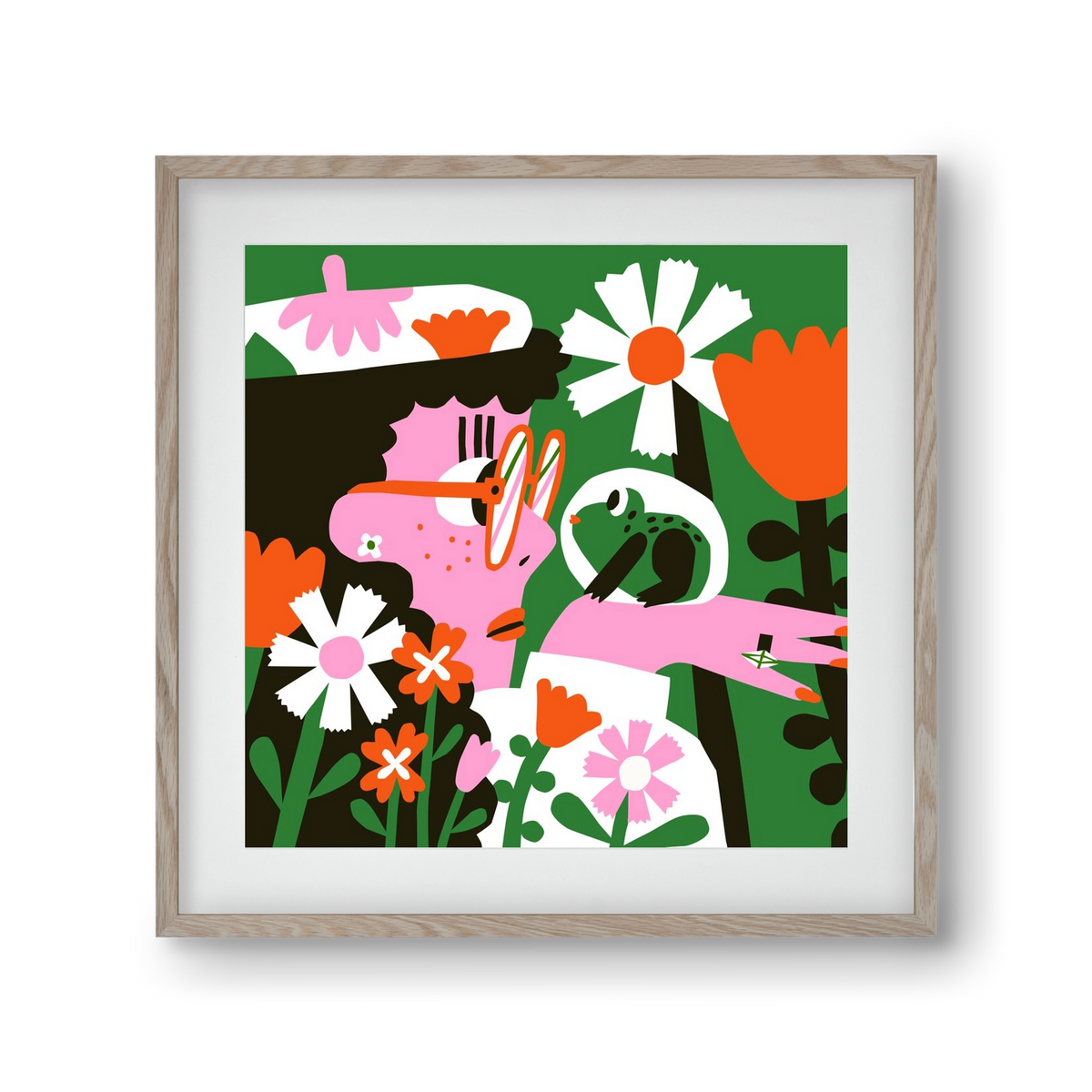 Frog in the garden, 30x30 cm (20x20 cm), Tölgy keret, paszpartuval