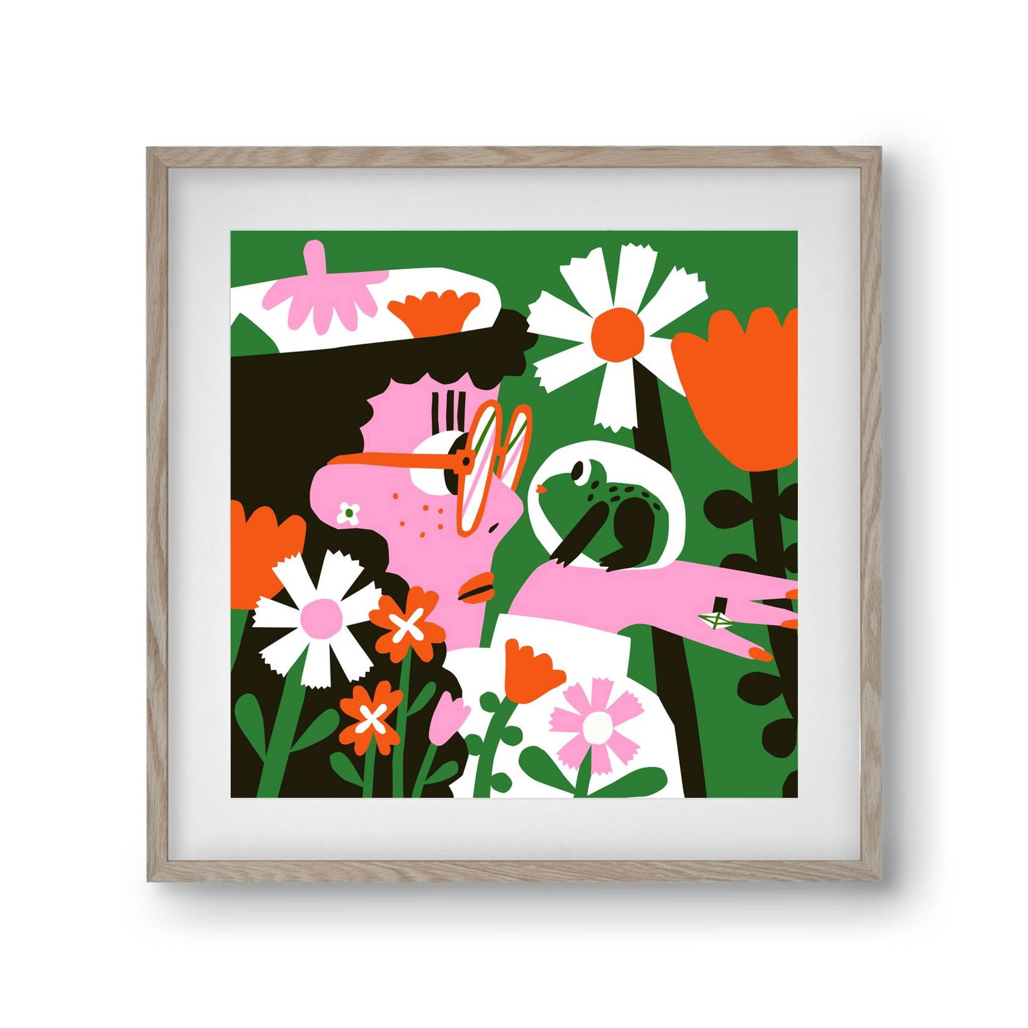 Frog in the garden, 30x30 cm (20x20 cm), Tölgy keret, paszpartuval