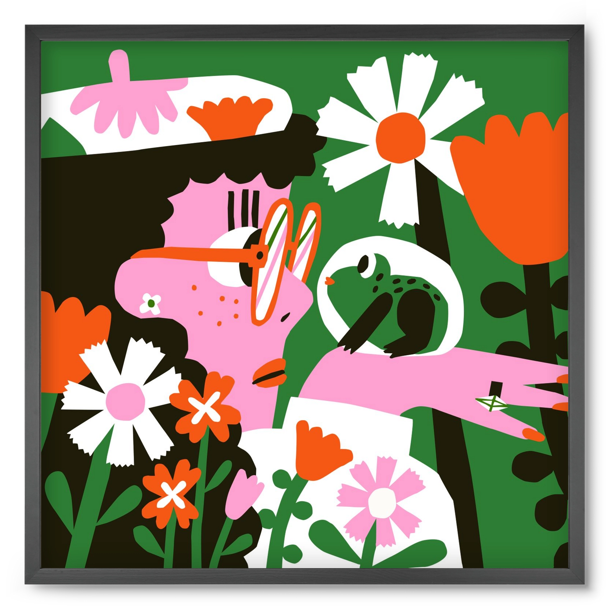 Frog in the garden, 50x50 cm (50x50 cm), Fekete keret