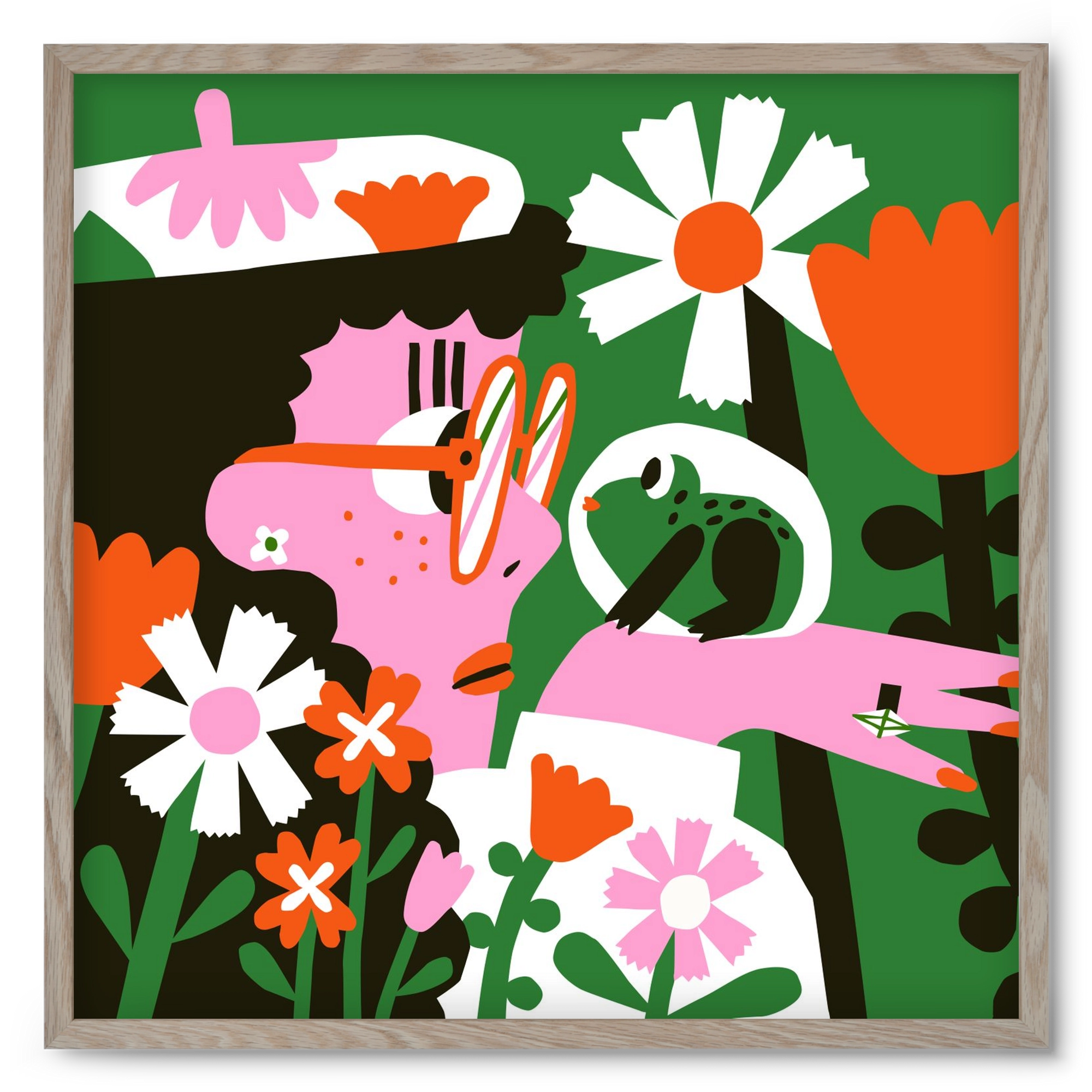 Frog in the garden, 50x50 cm (50x50 cm), Tölgy keret