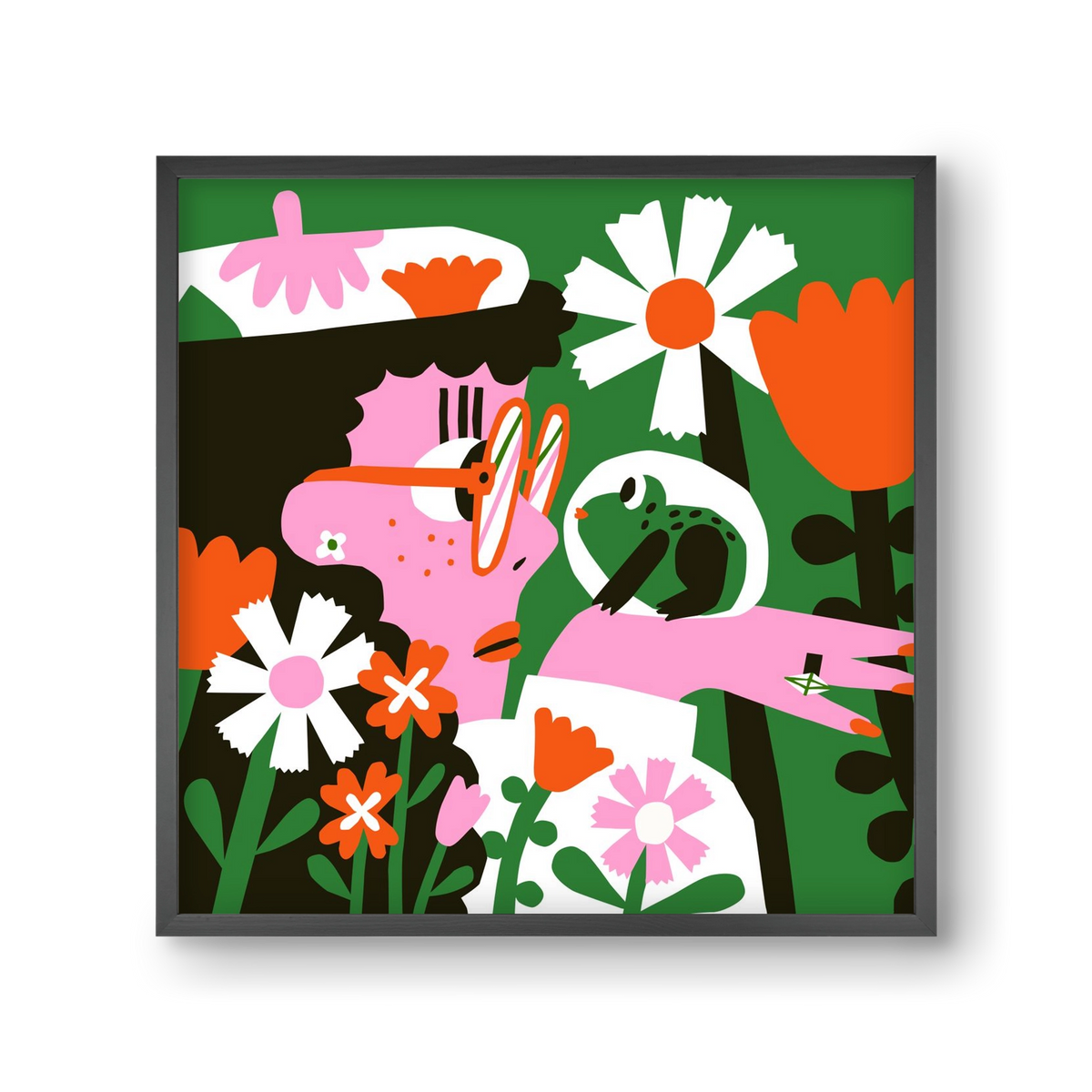 Frog in the garden, 30x30 cm (30x30 cm), Fekete keret