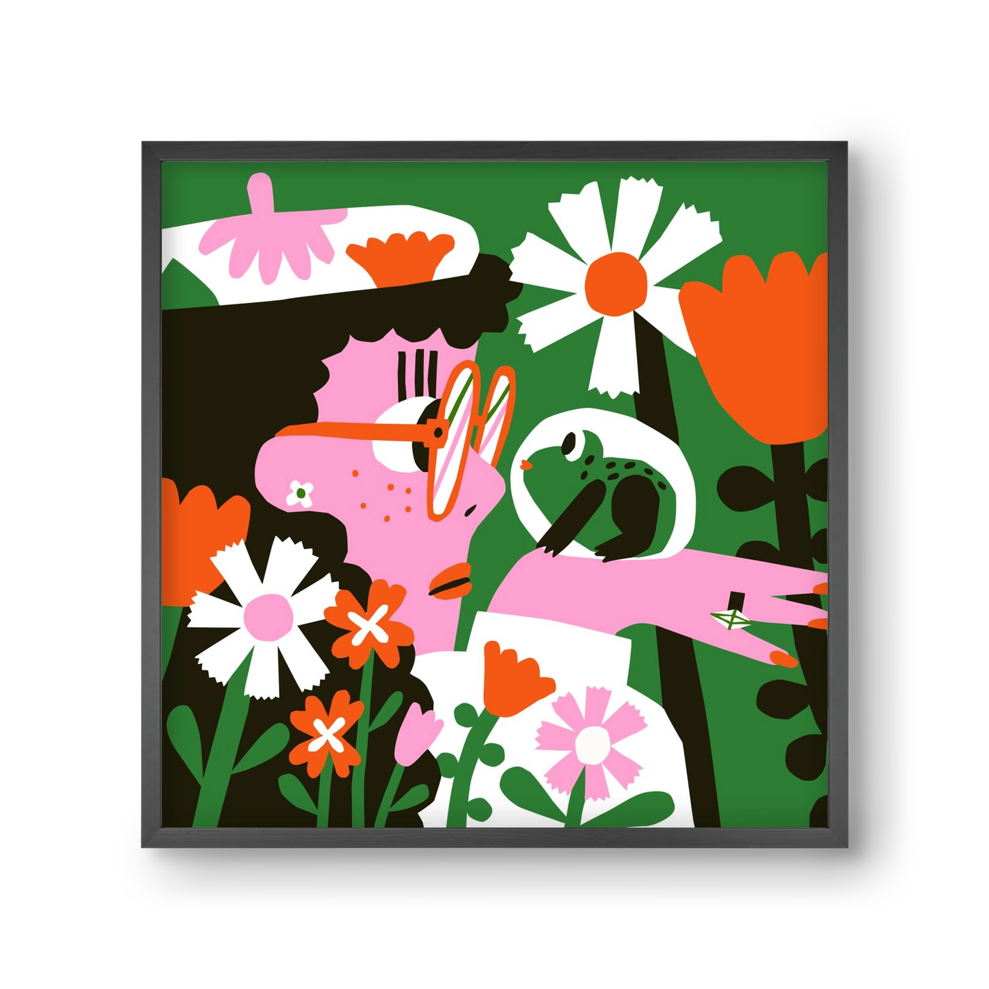 Frog in the garden, 30x30 cm (30x30 cm), Fekete keret