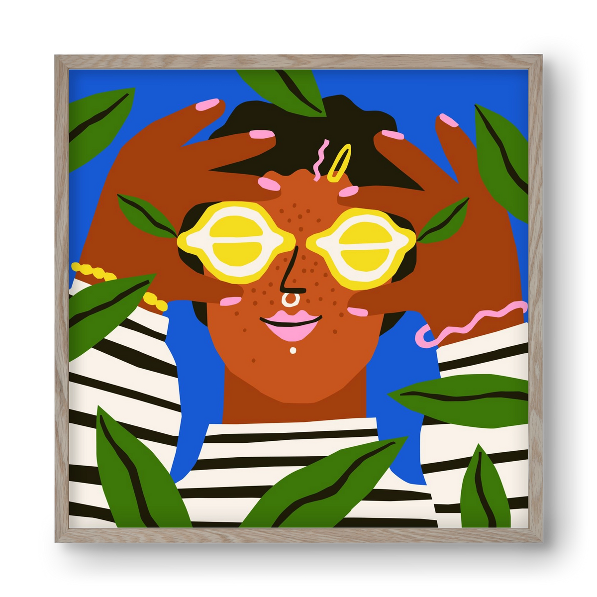 Lemon Eyes, 40x40 cm (40x40 cm), Tölgy keret