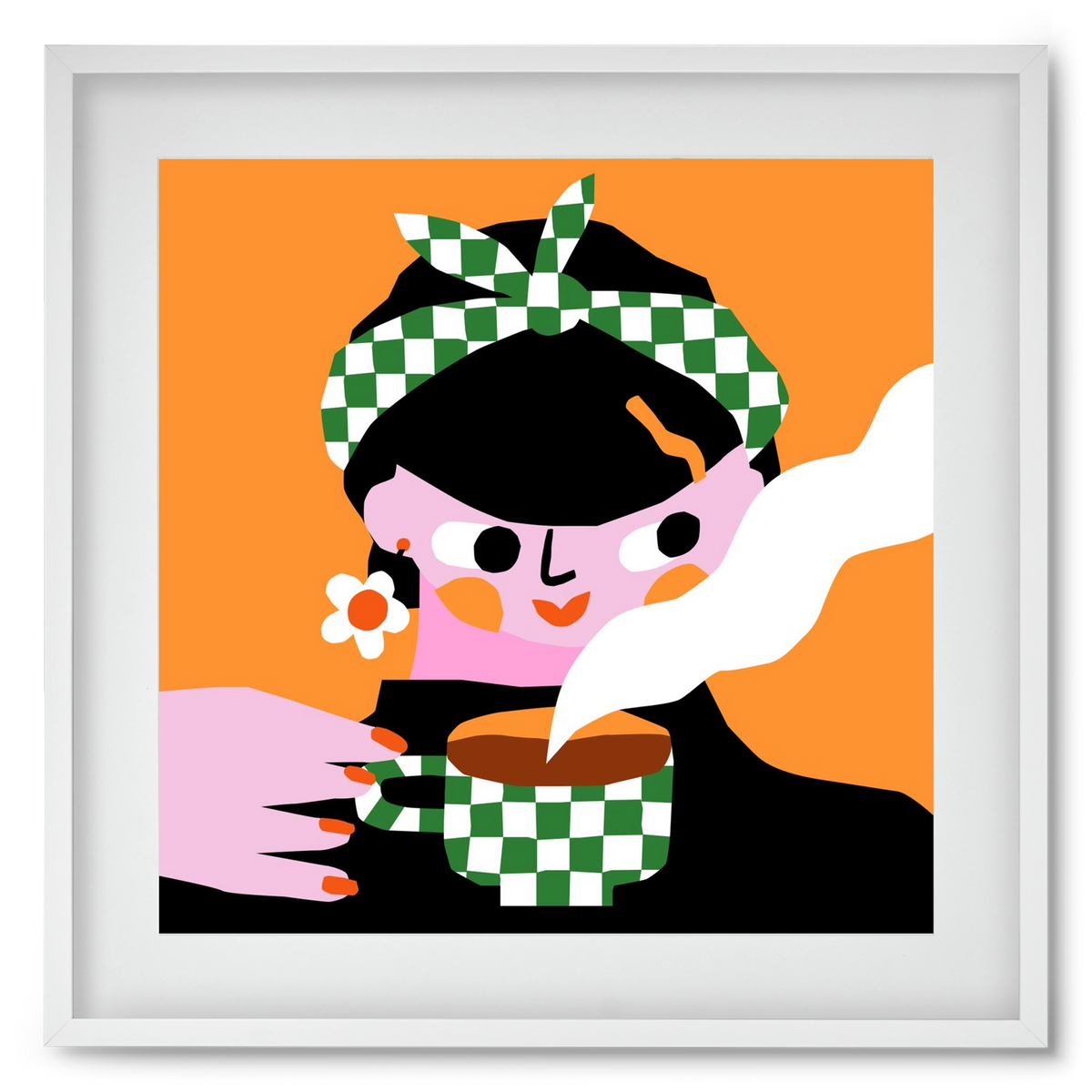 Moring Coffee, 50x50 cm (40x40 cm), Fehér keret, paszpartuval