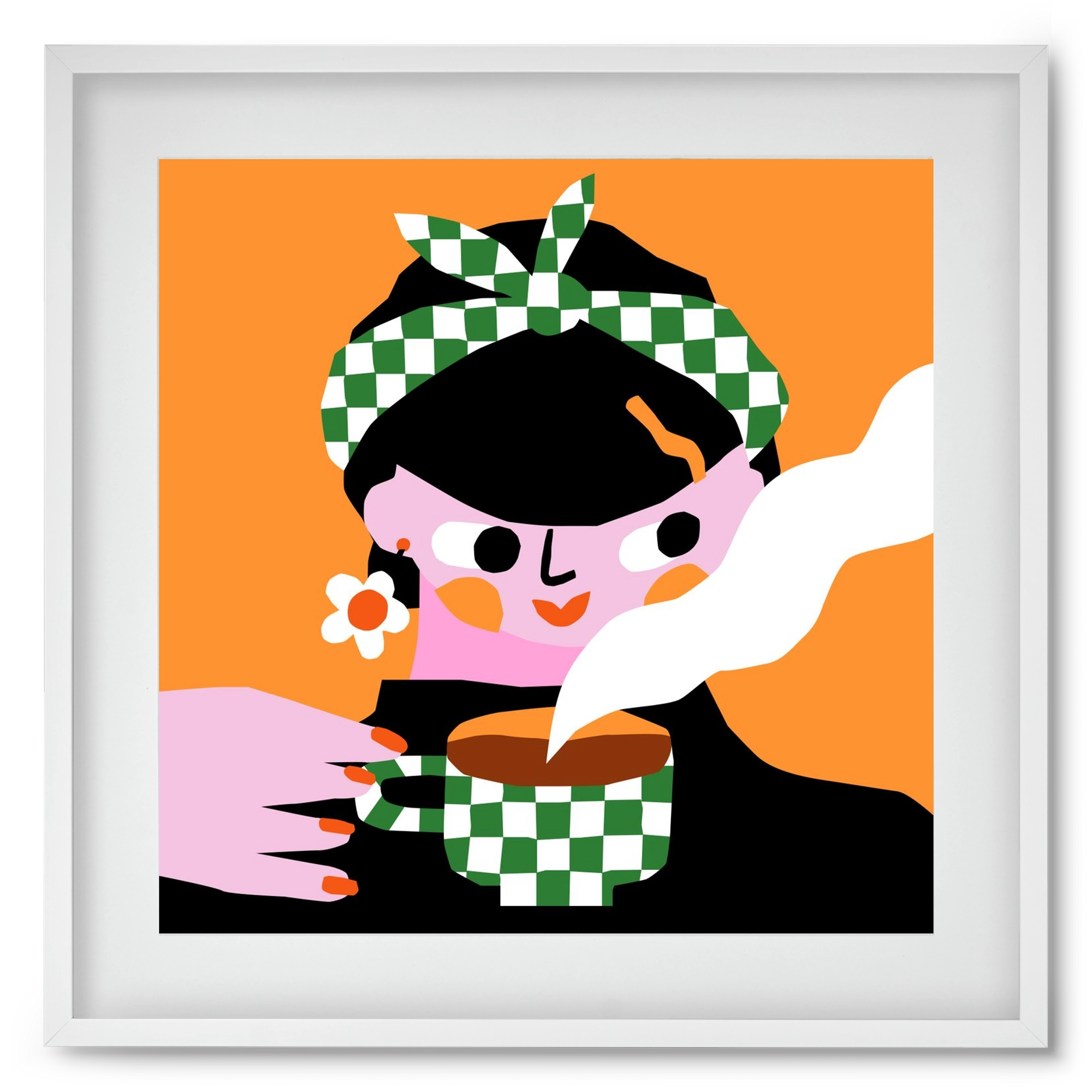 Moring Coffee, 50x50 cm (40x40 cm), Fehér keret, paszpartuval