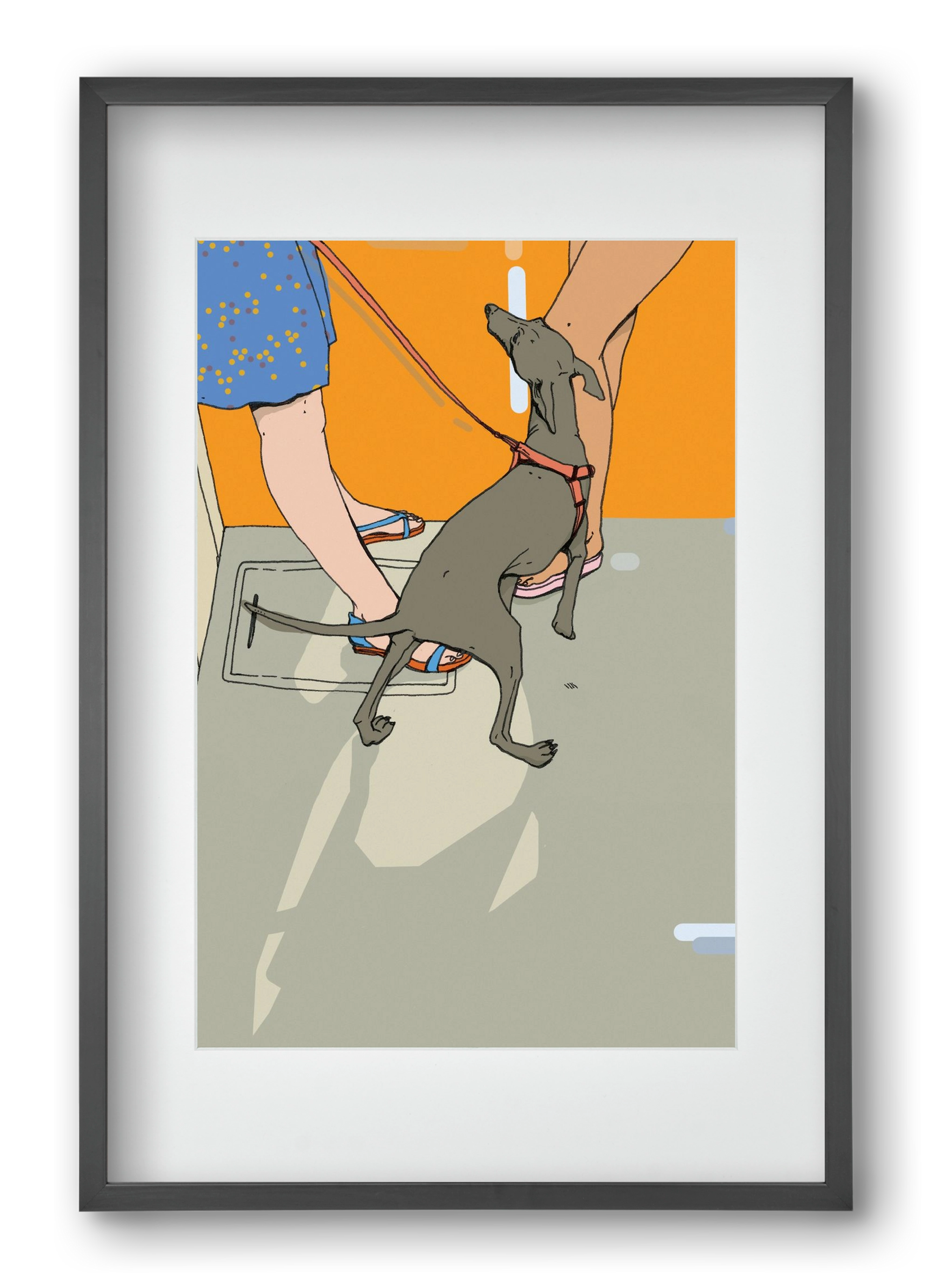 Kutya a villamoson, 40x60 cm (30x45 cm), Fekete keret, paszpartuval