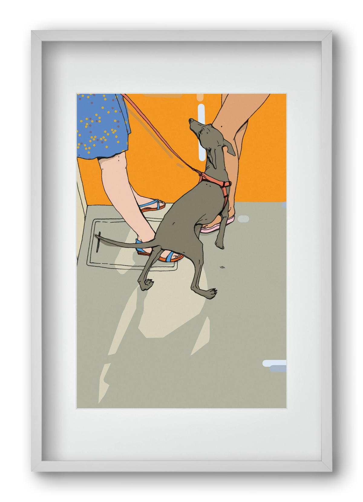 Kutya a villamoson, 40x60 cm (30x45 cm), Fehér keret, paszpartuval