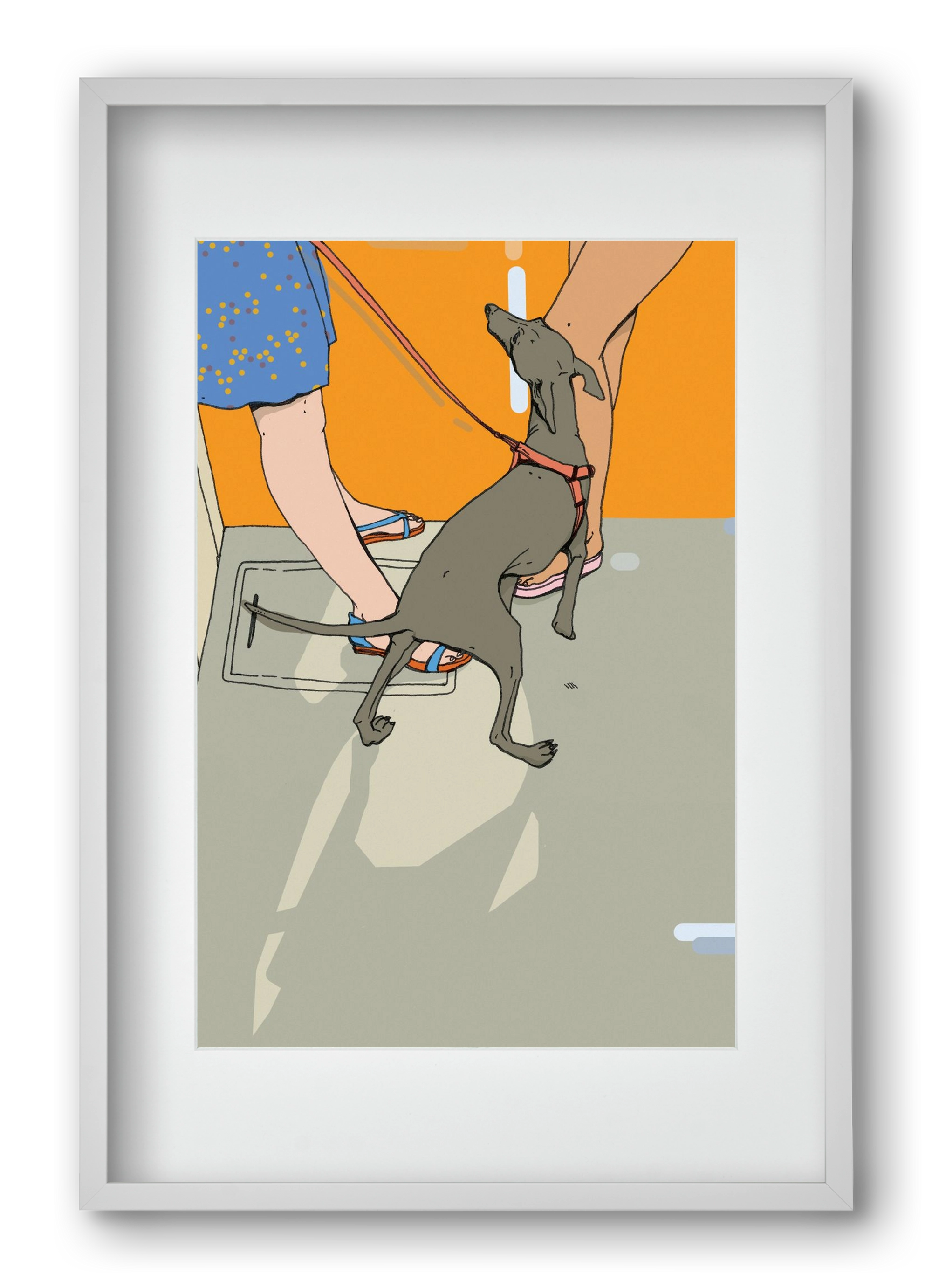 Kutya a villamoson, 40x60 cm (30x45 cm), Fehér keret, paszpartuval