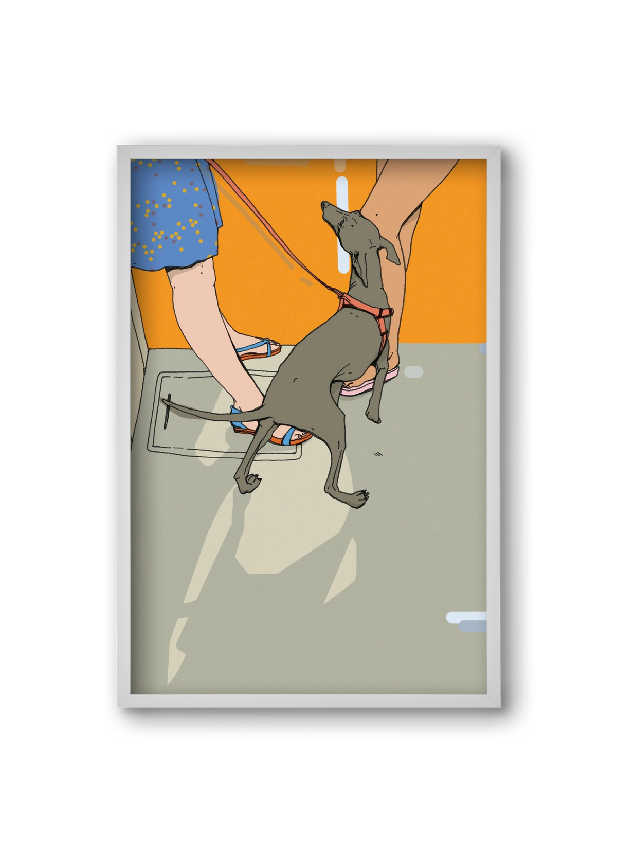 Kutya a villamoson, 20x30 cm (20x30 cm), Fehér keret