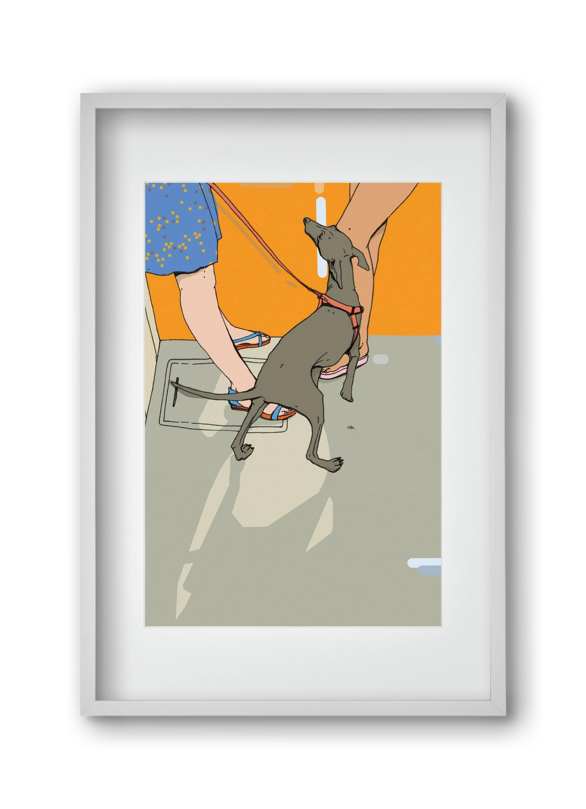 Kutya a villamoson, 30x45 cm (20x30 cm), Fehér keret, paszpartuval