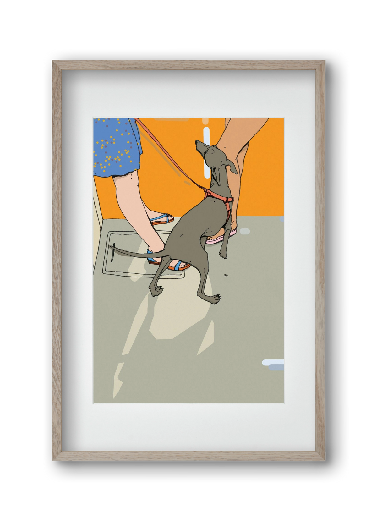 Kutya a villamoson, 30x45 cm (20x30 cm), Tölgy keret, paszpartuval