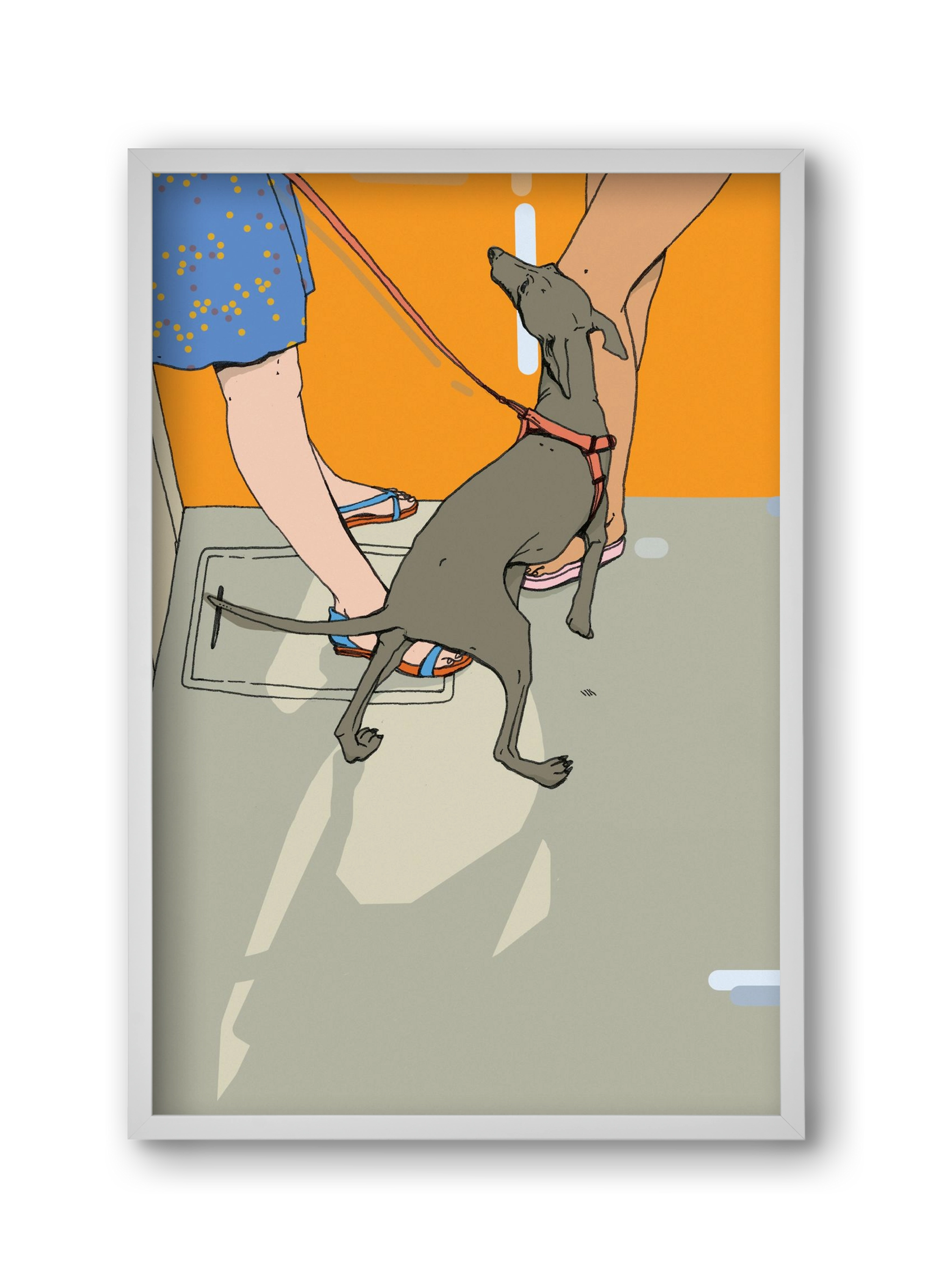 Kutya a villamoson, 30x45 cm (30x45 cm), Fehér keret