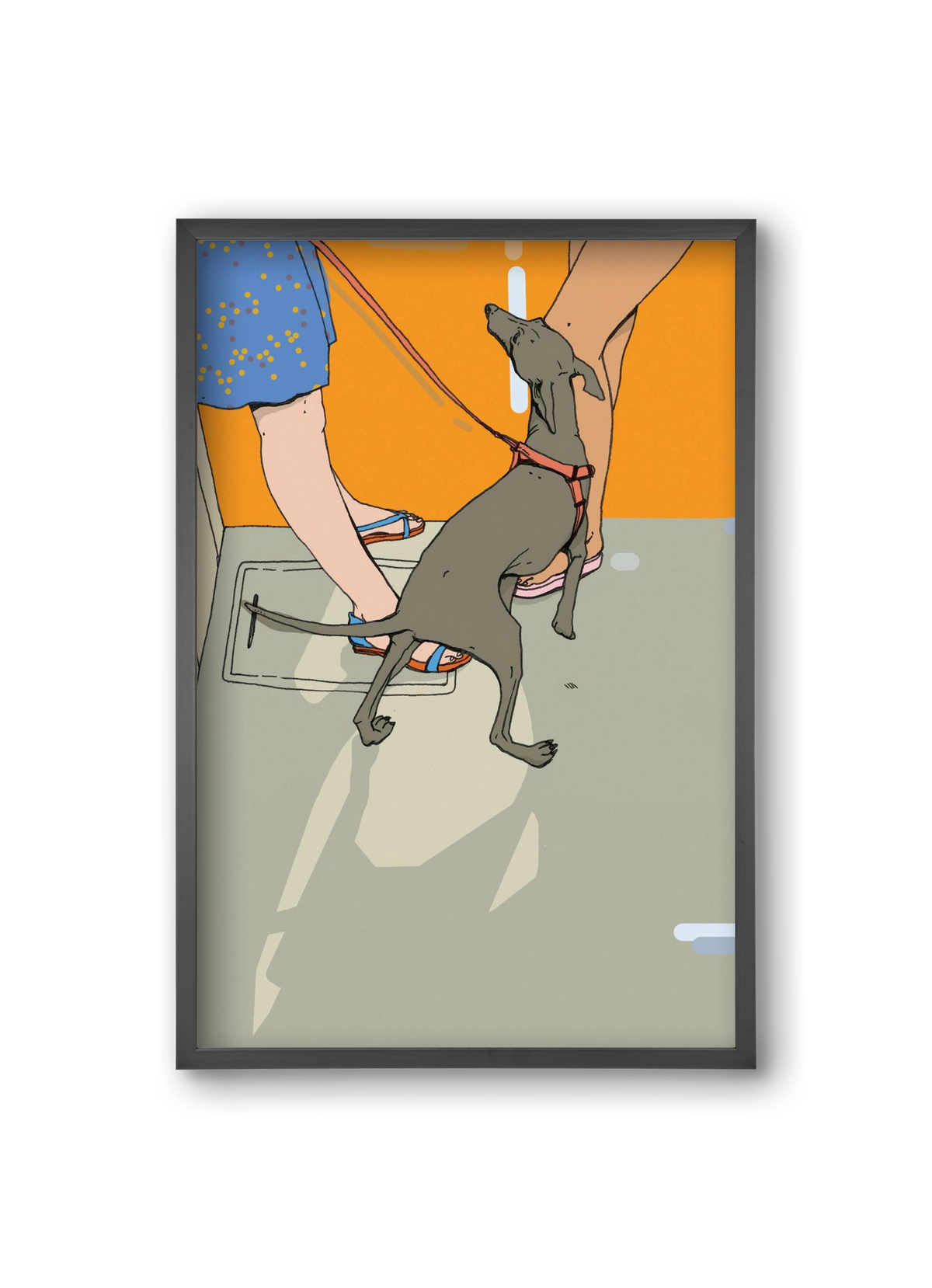 Kutya a villamoson, 20x30 cm (20x30 cm), Fekete keret