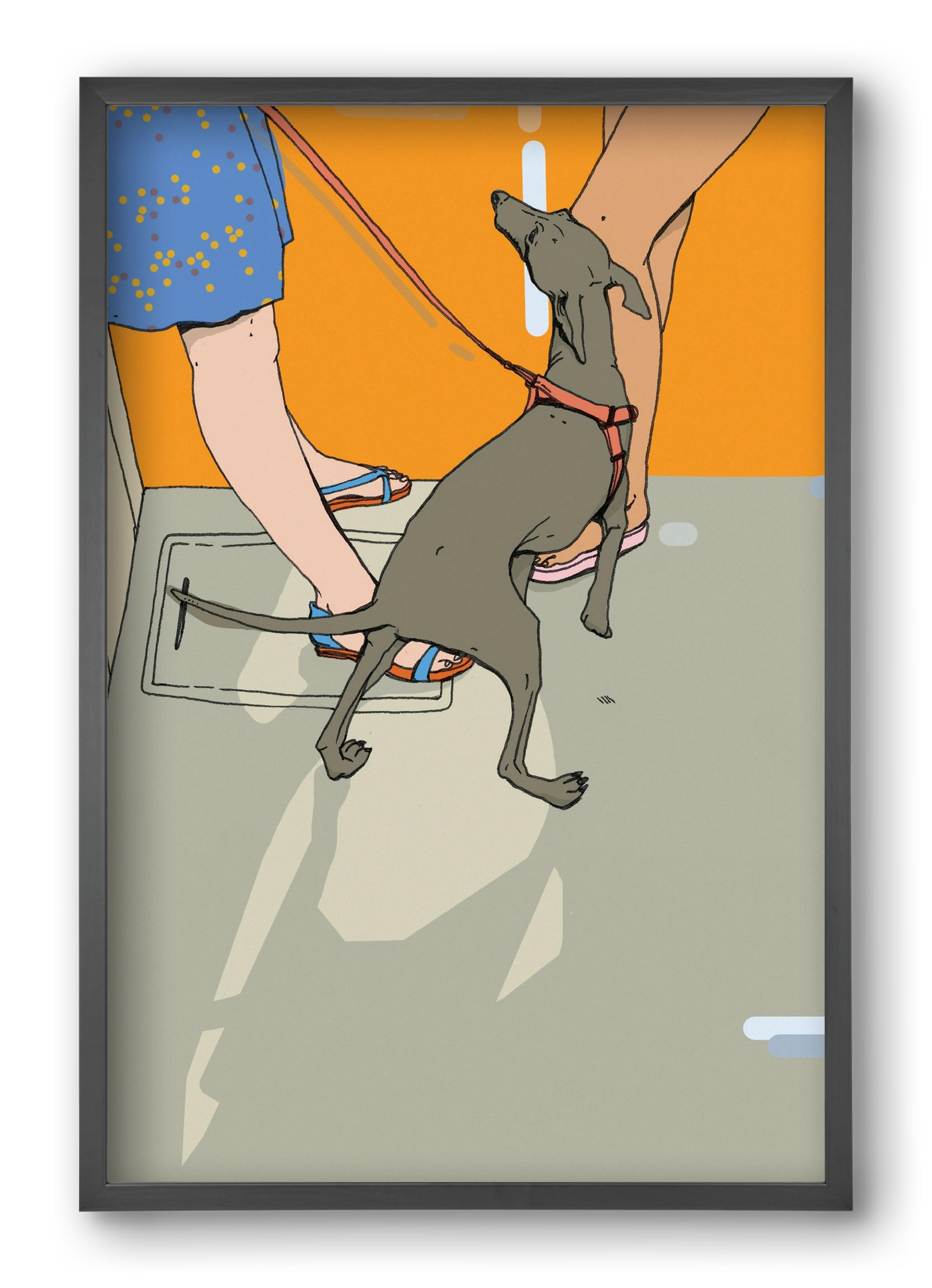 Kutya a villamoson, 40x60 cm (40x60 cm), Fekete keret