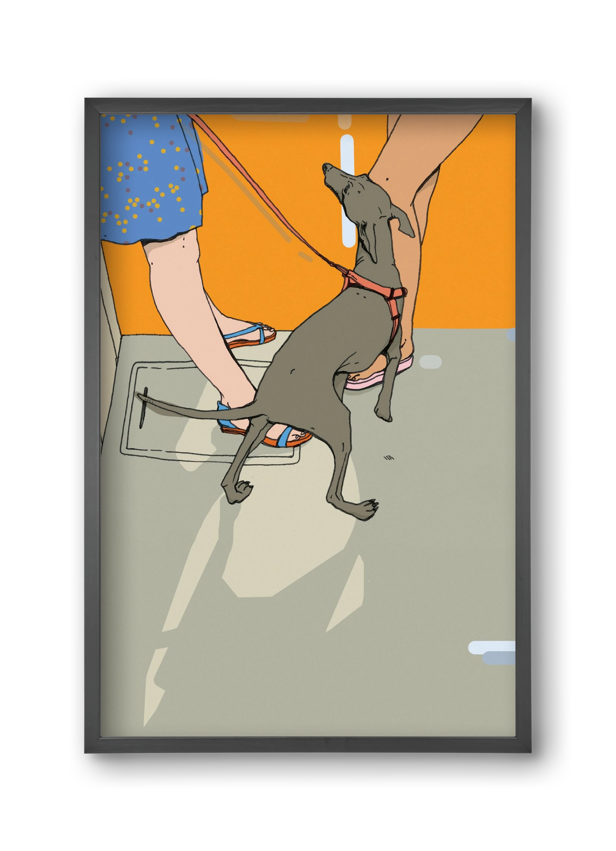 Kutya a villamoson, 30x45 cm (30x45 cm), Fekete keret