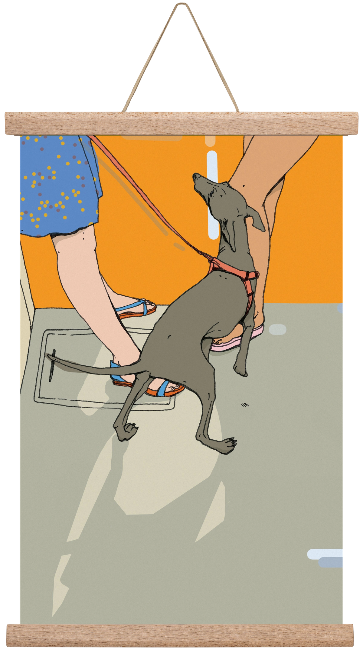 Kutya a villamoson, 30x45 cm (30x45 cm), Tölgy akasztó