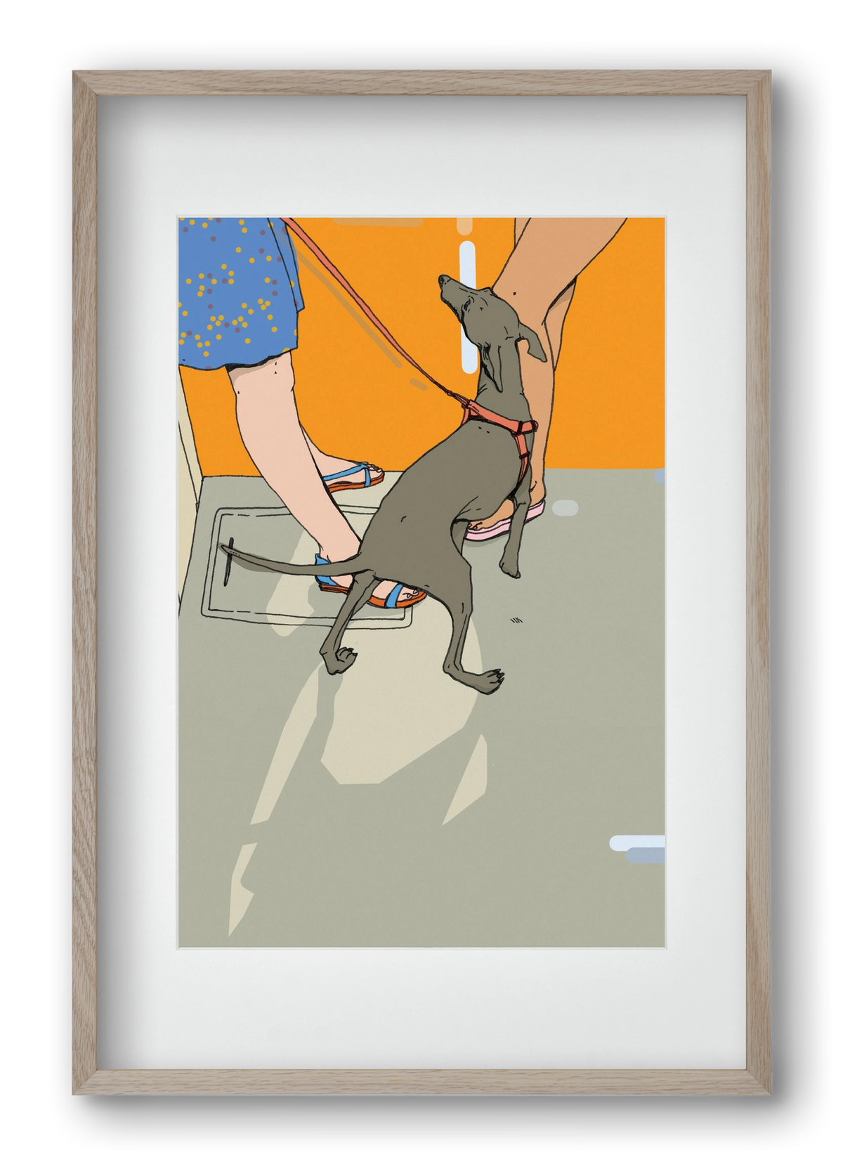 Kutya a villamoson, 40x60 cm (30x45 cm), Tölgy keret, paszpartuval